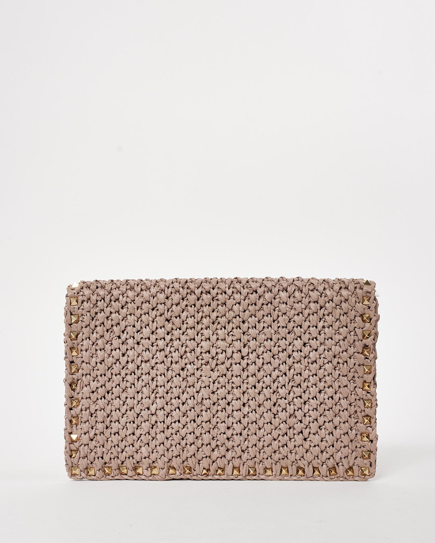 Valentino Beige Raffia Envelope Clutch