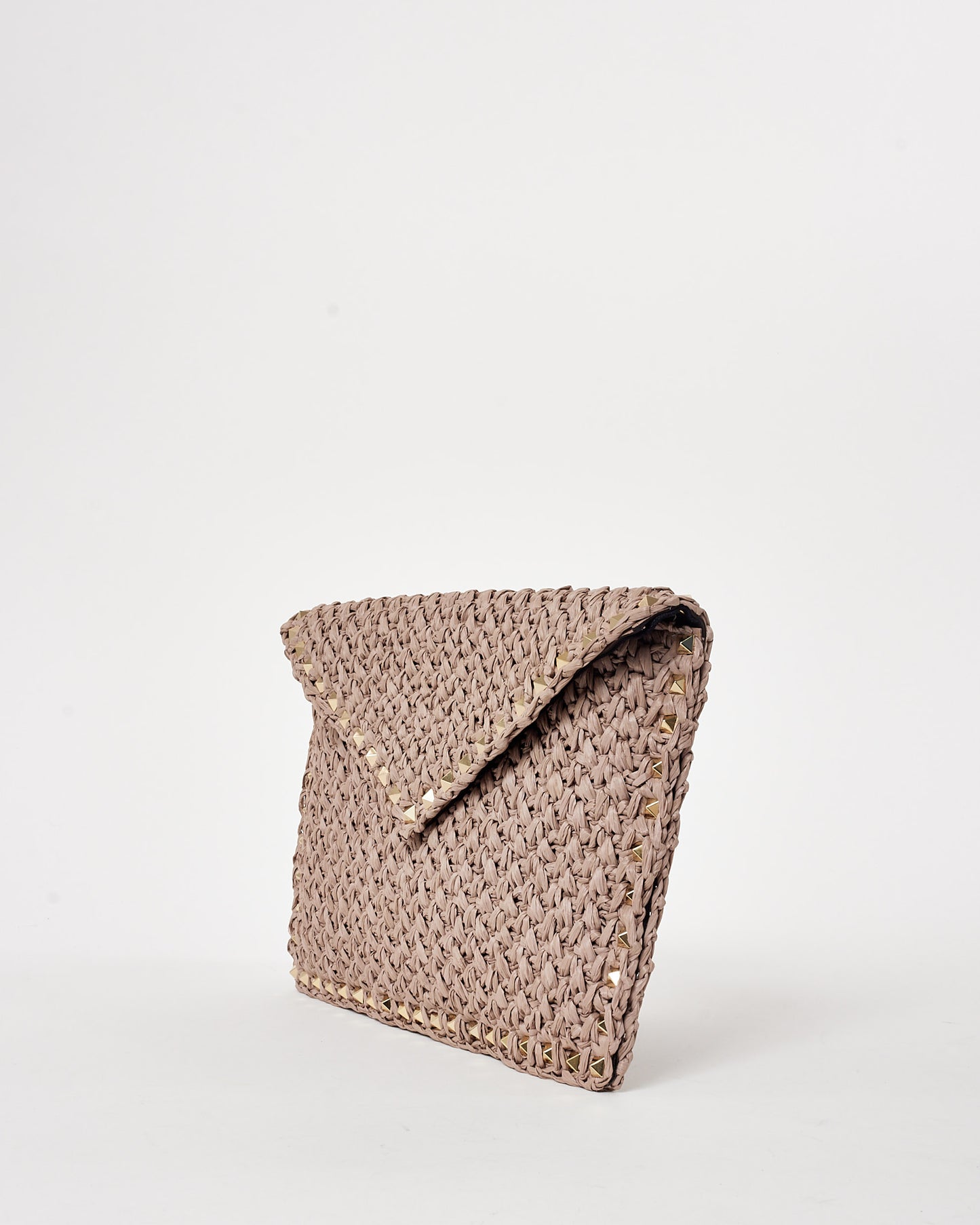 Valentino Beige Raffia Envelope Clutch