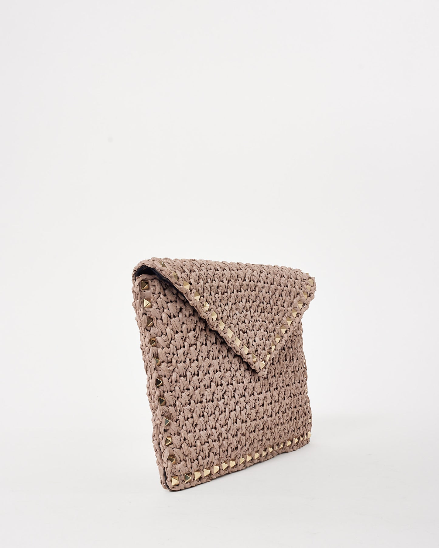 Valentino Beige Raffia Envelope Clutch