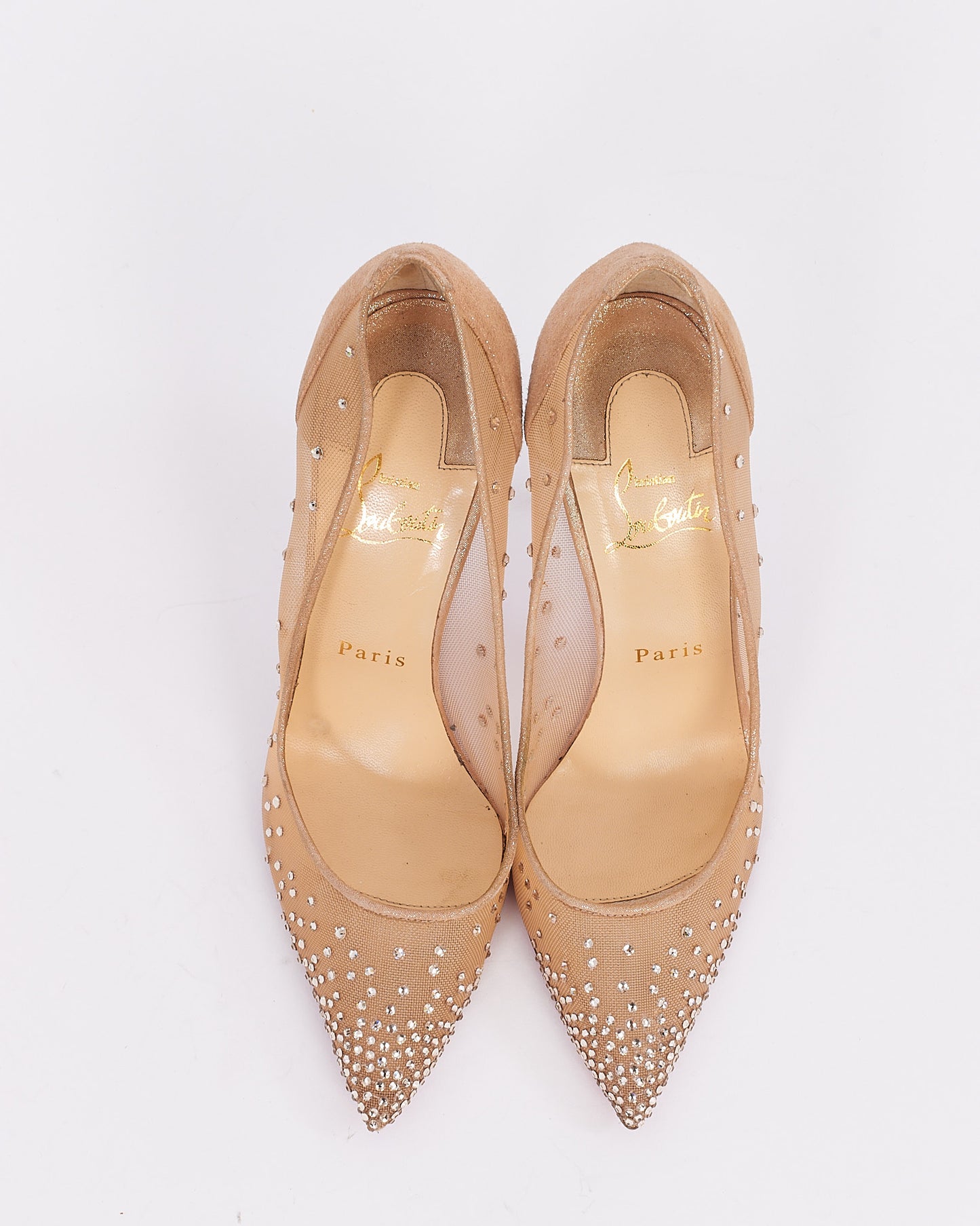 Christian Louboutin Beige Follies Strass 100mm Printed Pumps - 37.5