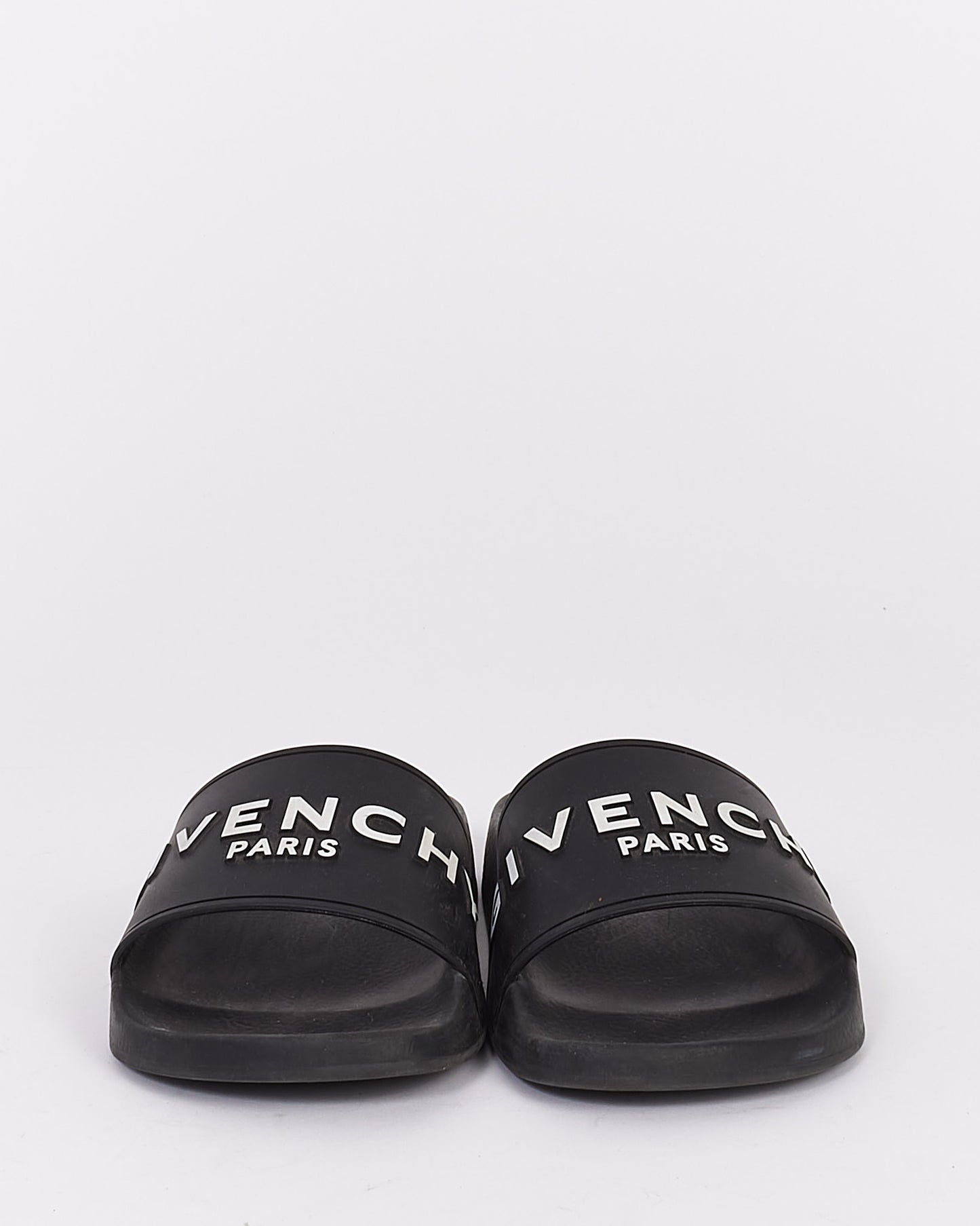 Givenchy Black Rubber Logo Slides - 38