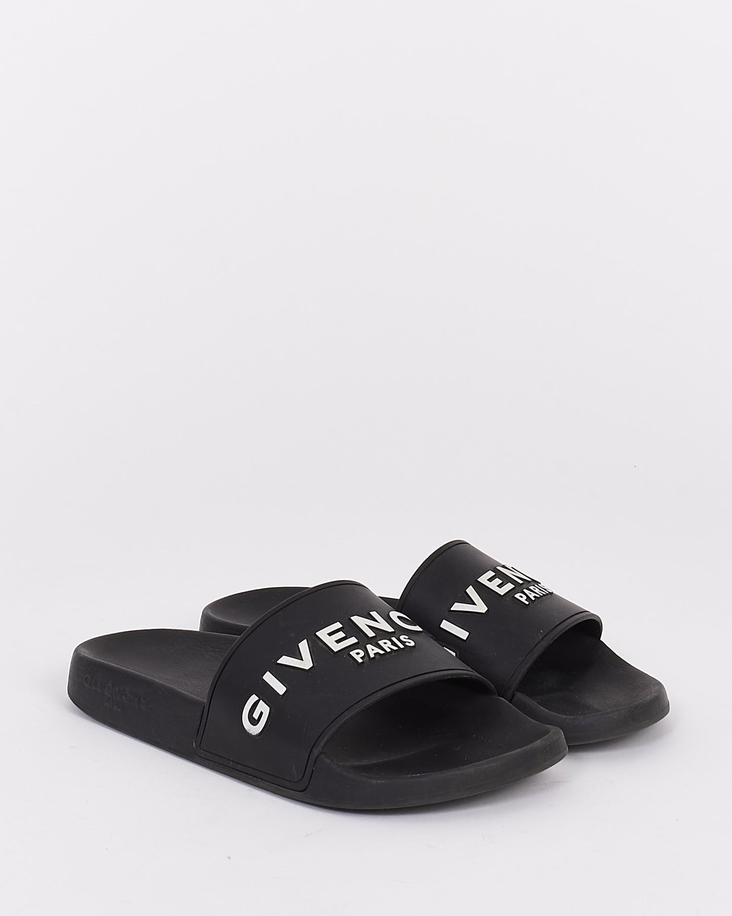 Givenchy Black Rubber Logo Slides - 38