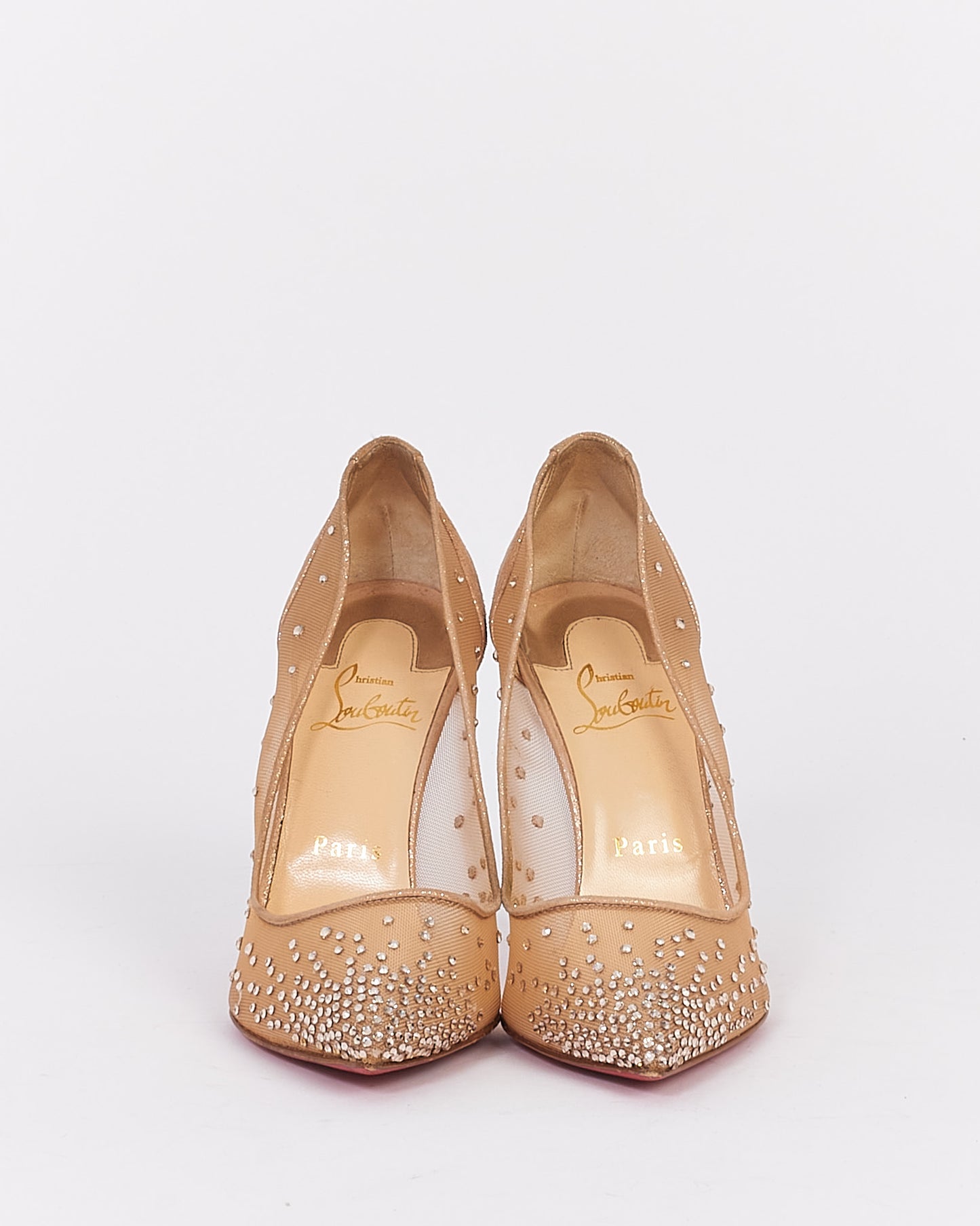 Christian Louboutin Beige Follies Strass 100mm Printed Pumps - 37.5