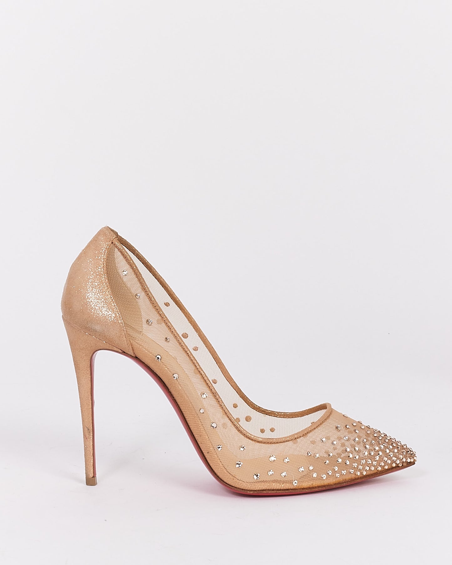 Christian Louboutin Beige Follies Strass 100mm Printed Pumps - 37.5