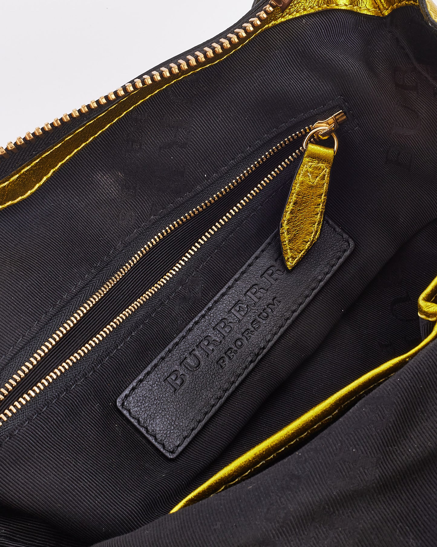 Sac Prorsum en cuir grainé jaune métallisé Burberry