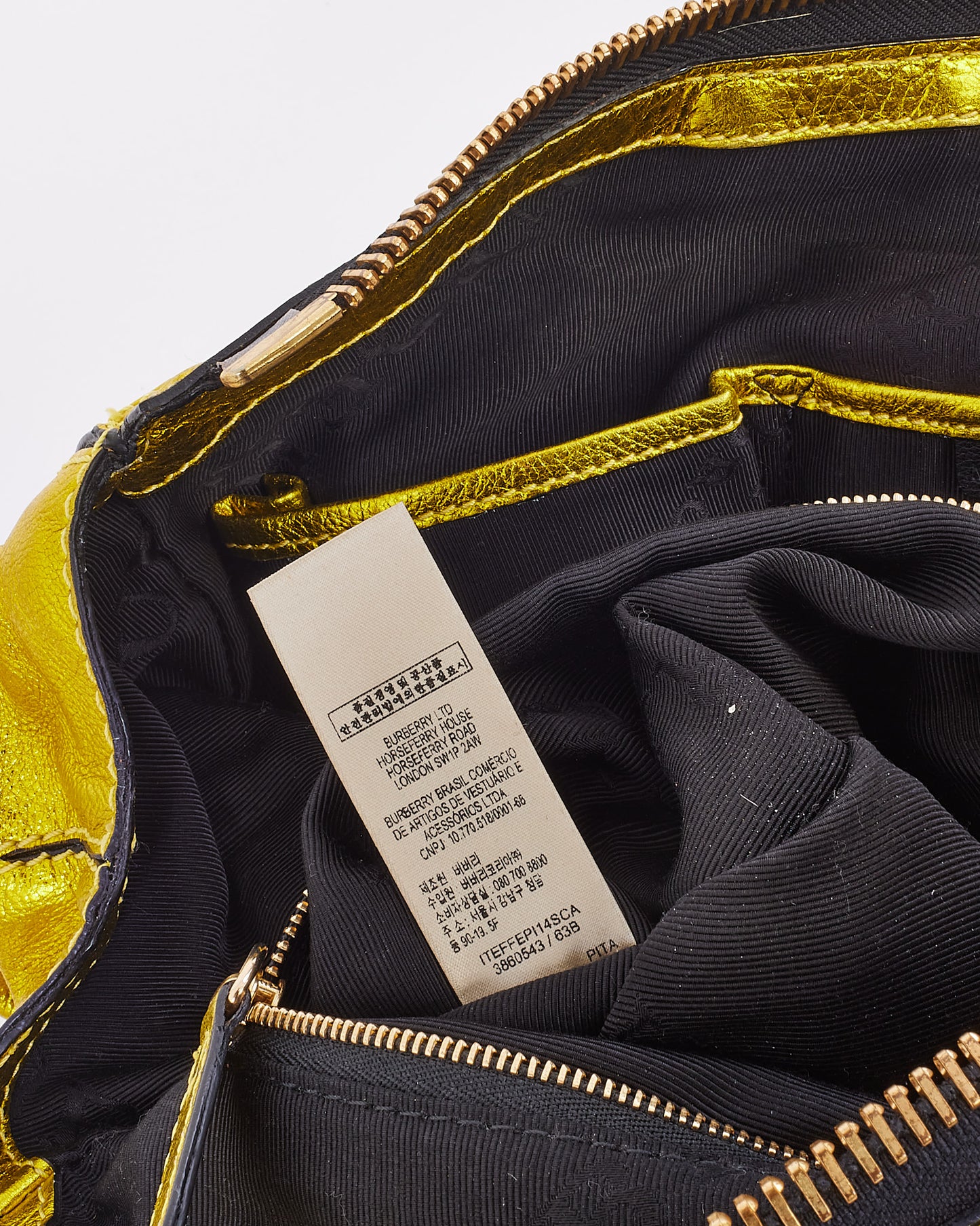 Sac Prorsum en cuir grainé jaune métallisé Burberry