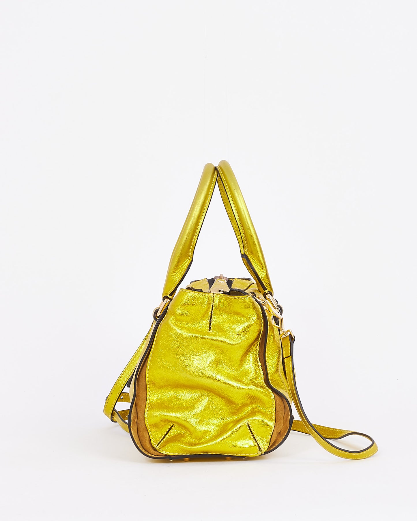 Sac Prorsum en cuir grainé jaune métallisé Burberry