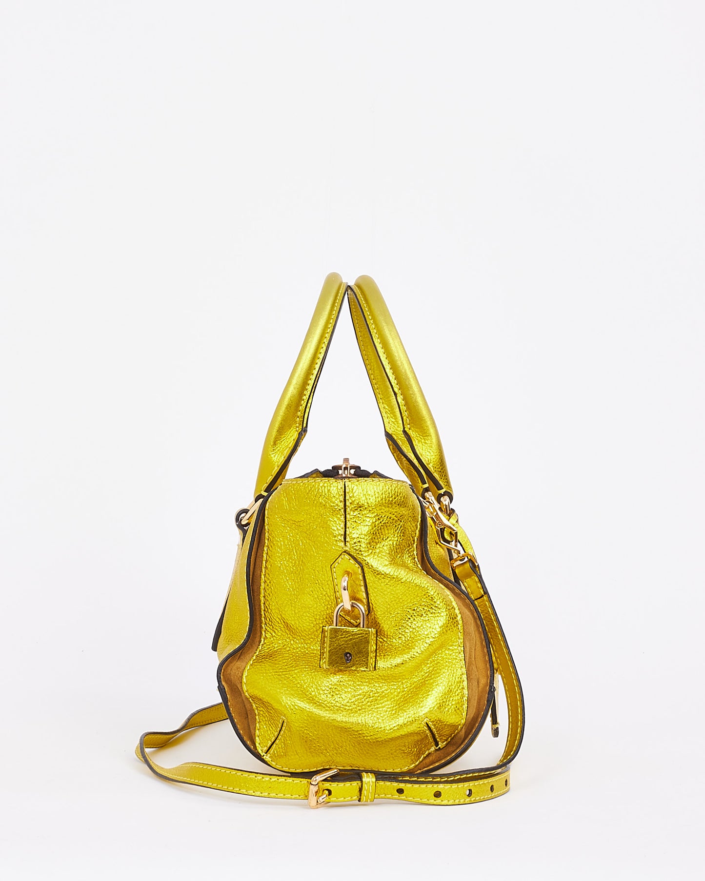 Sac Prorsum en cuir grainé jaune métallisé Burberry