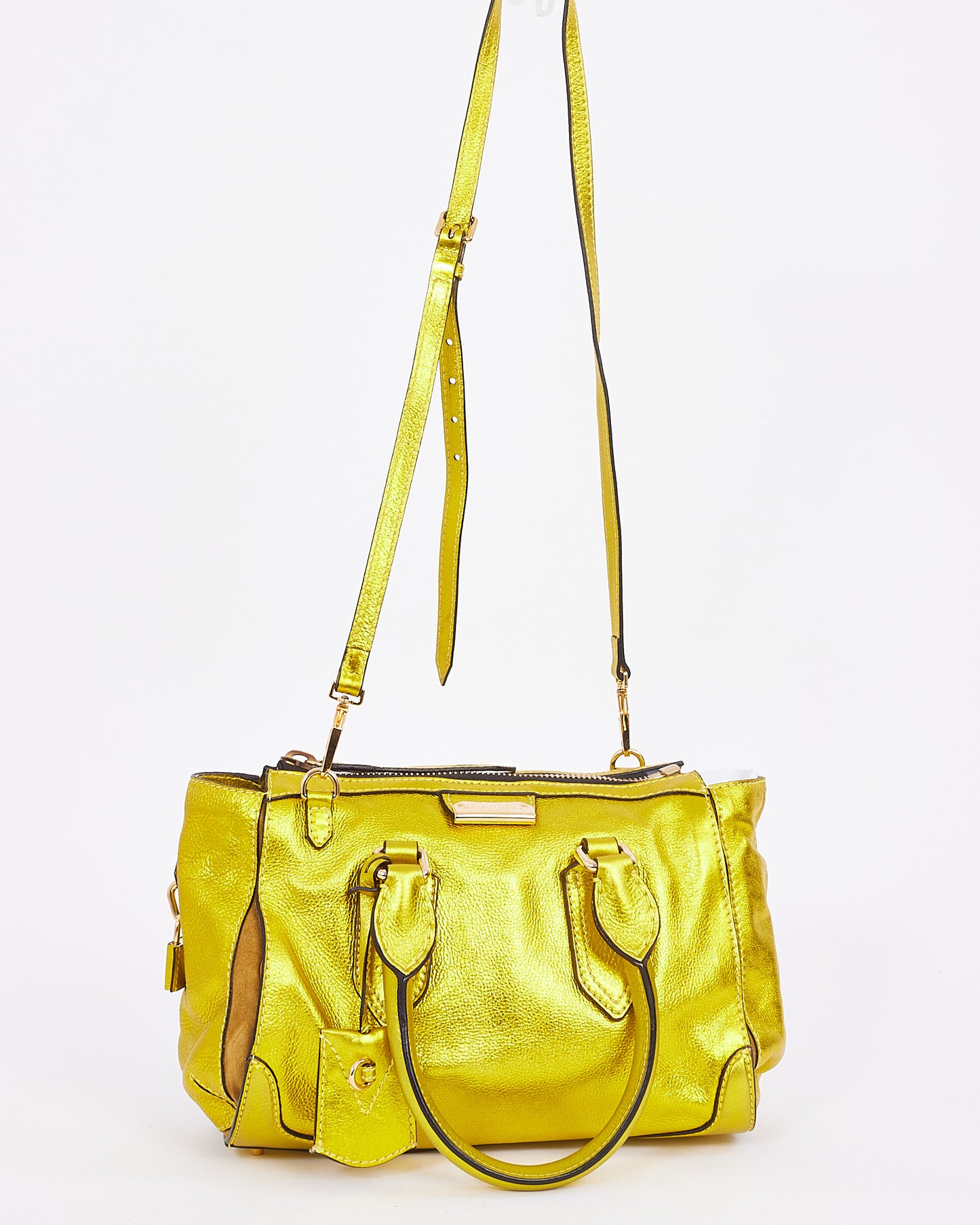 Sac Prorsum en cuir grainé jaune métallisé Burberry