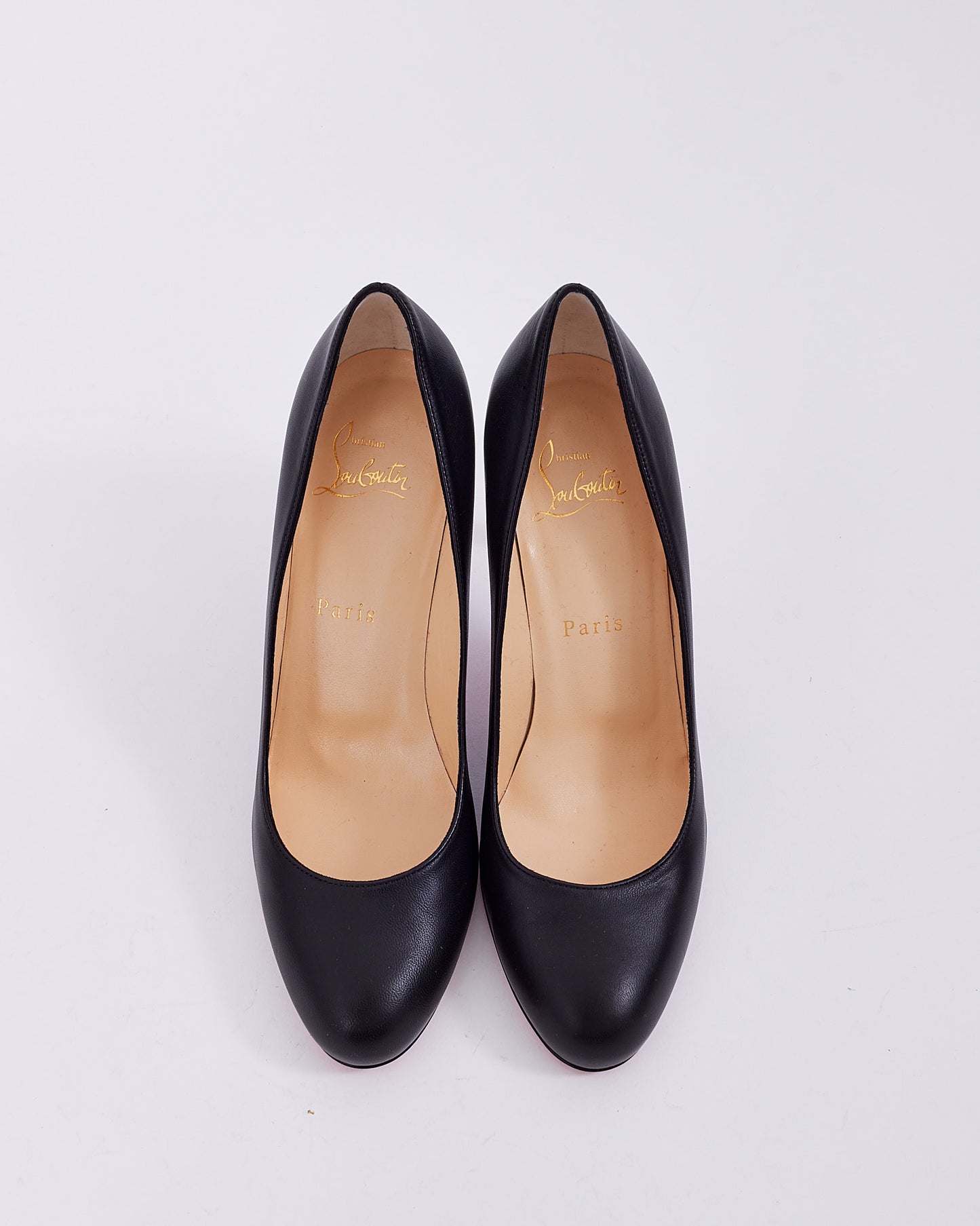 Christian Louboutin Black Leather Round Toe Pump - 37