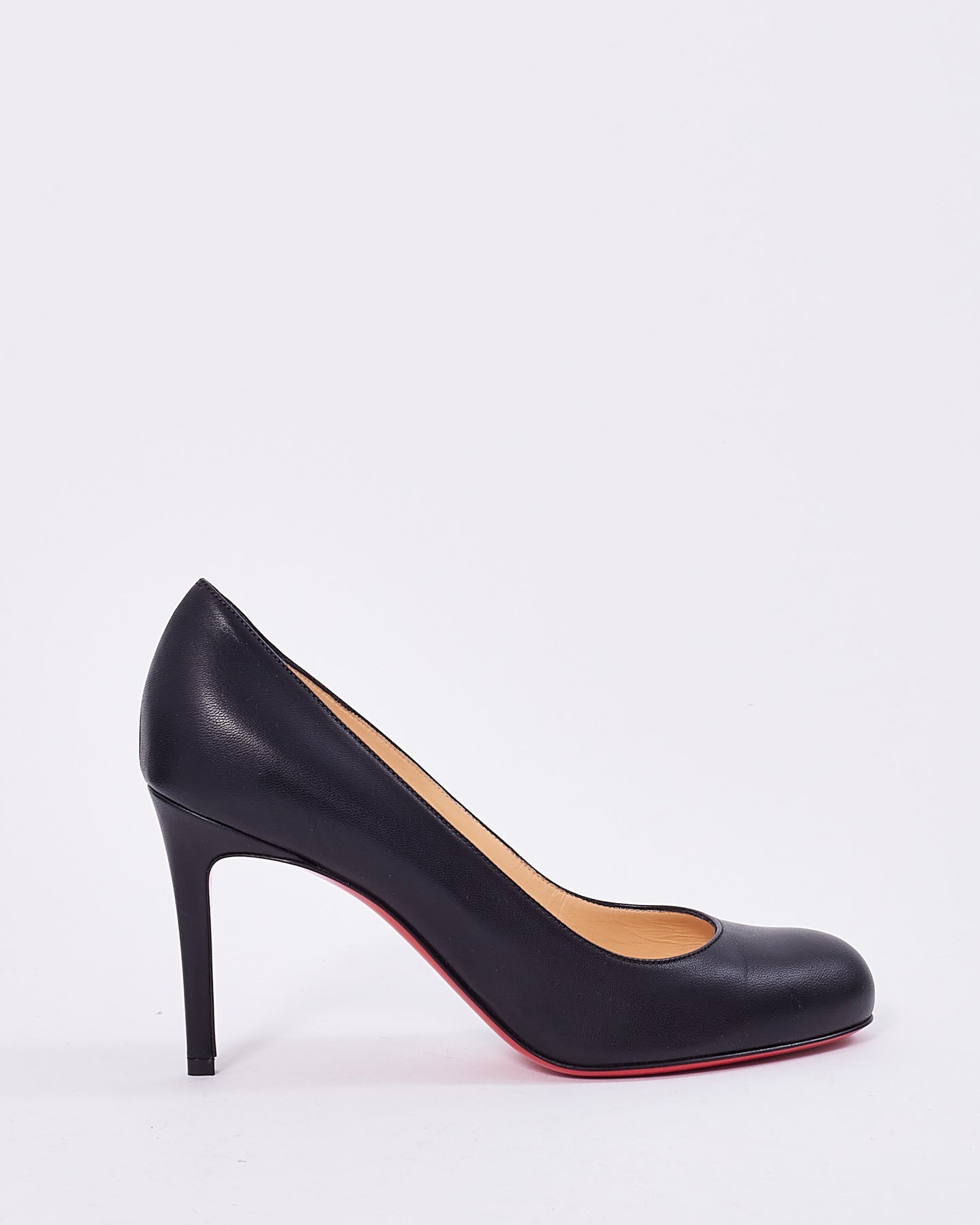 Christian Louboutin Black Leather Round Toe Pump - 37