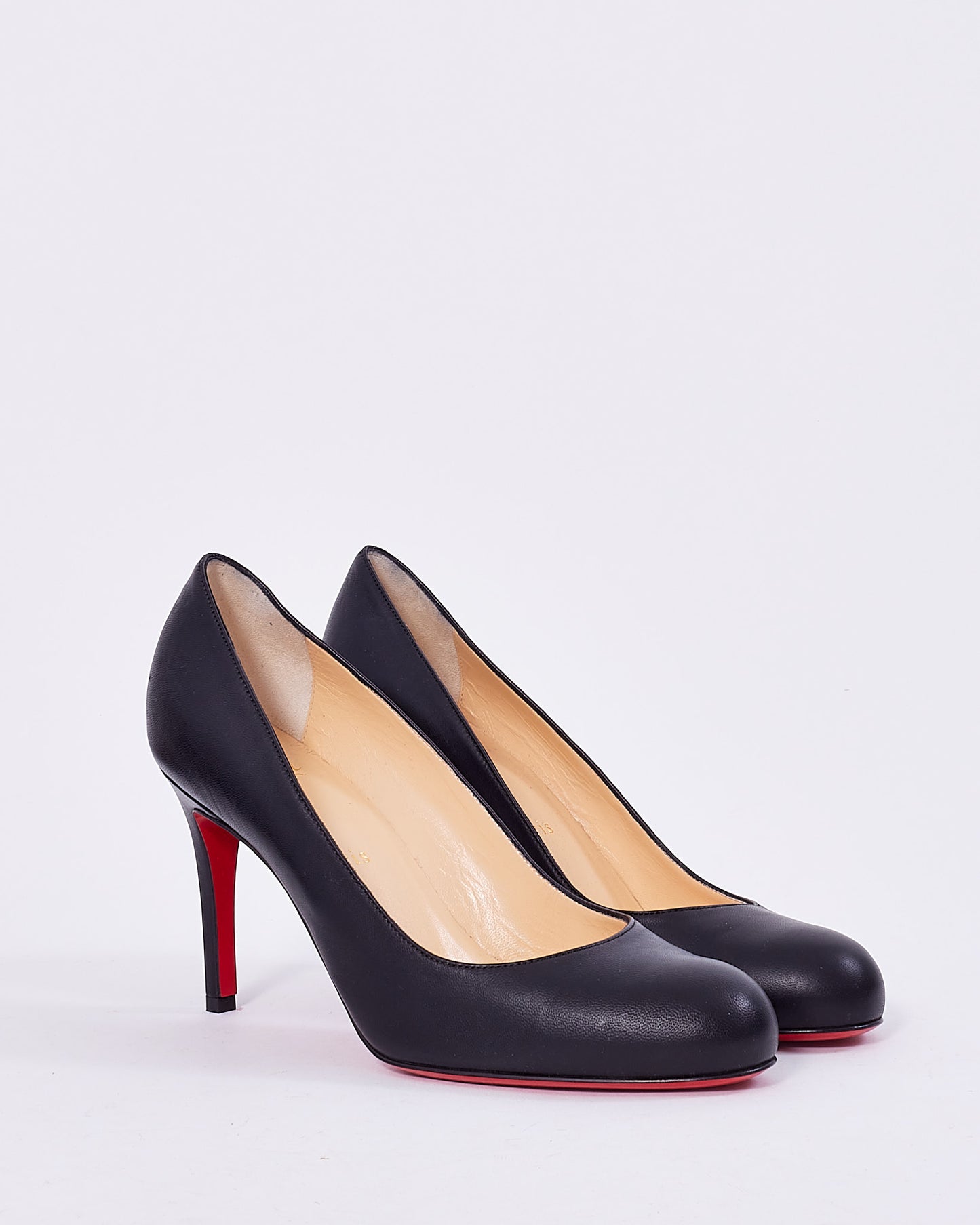 Christian Louboutin Black Leather Round Toe Pump - 37