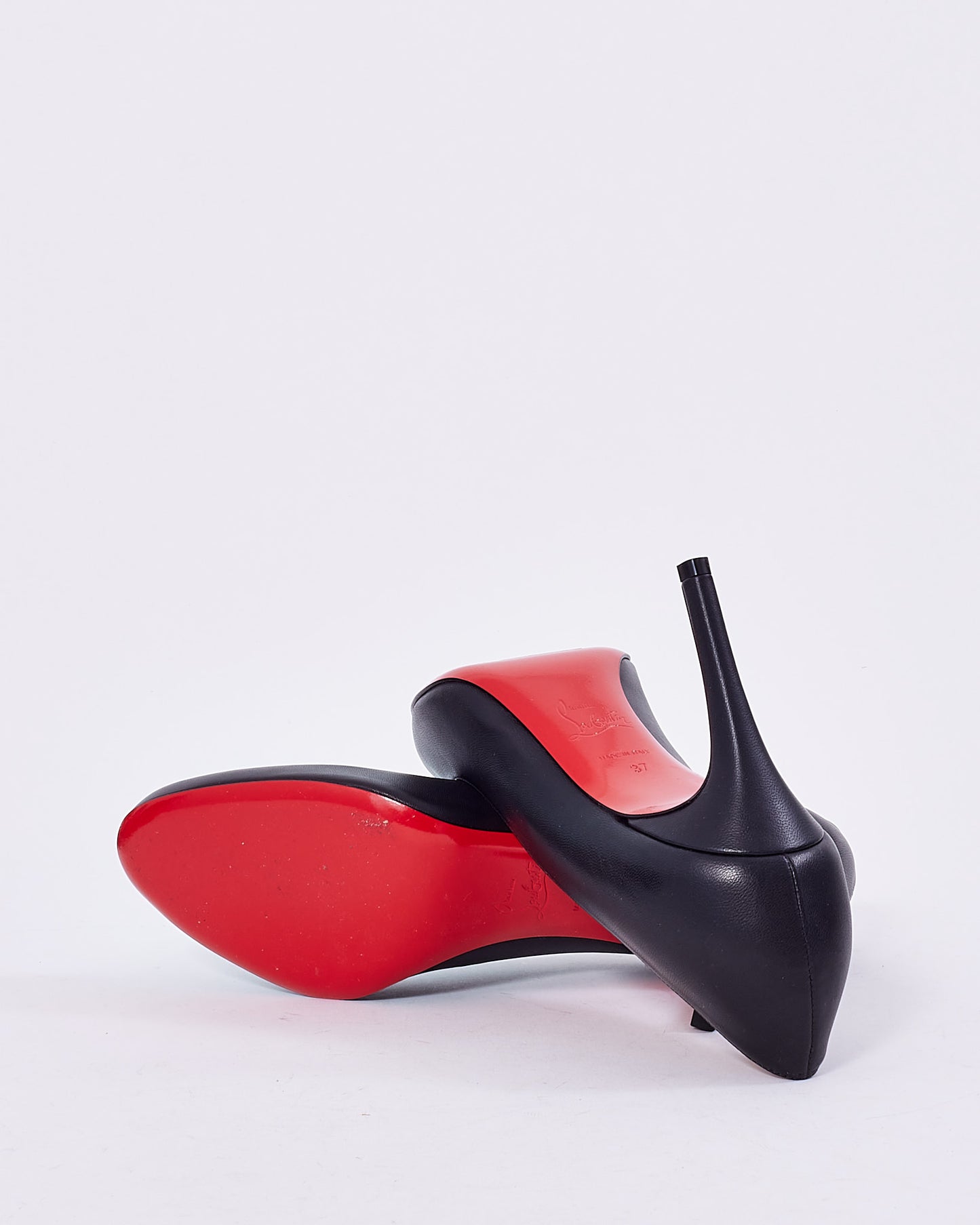 Christian Louboutin Black Leather Round Toe Pump - 37