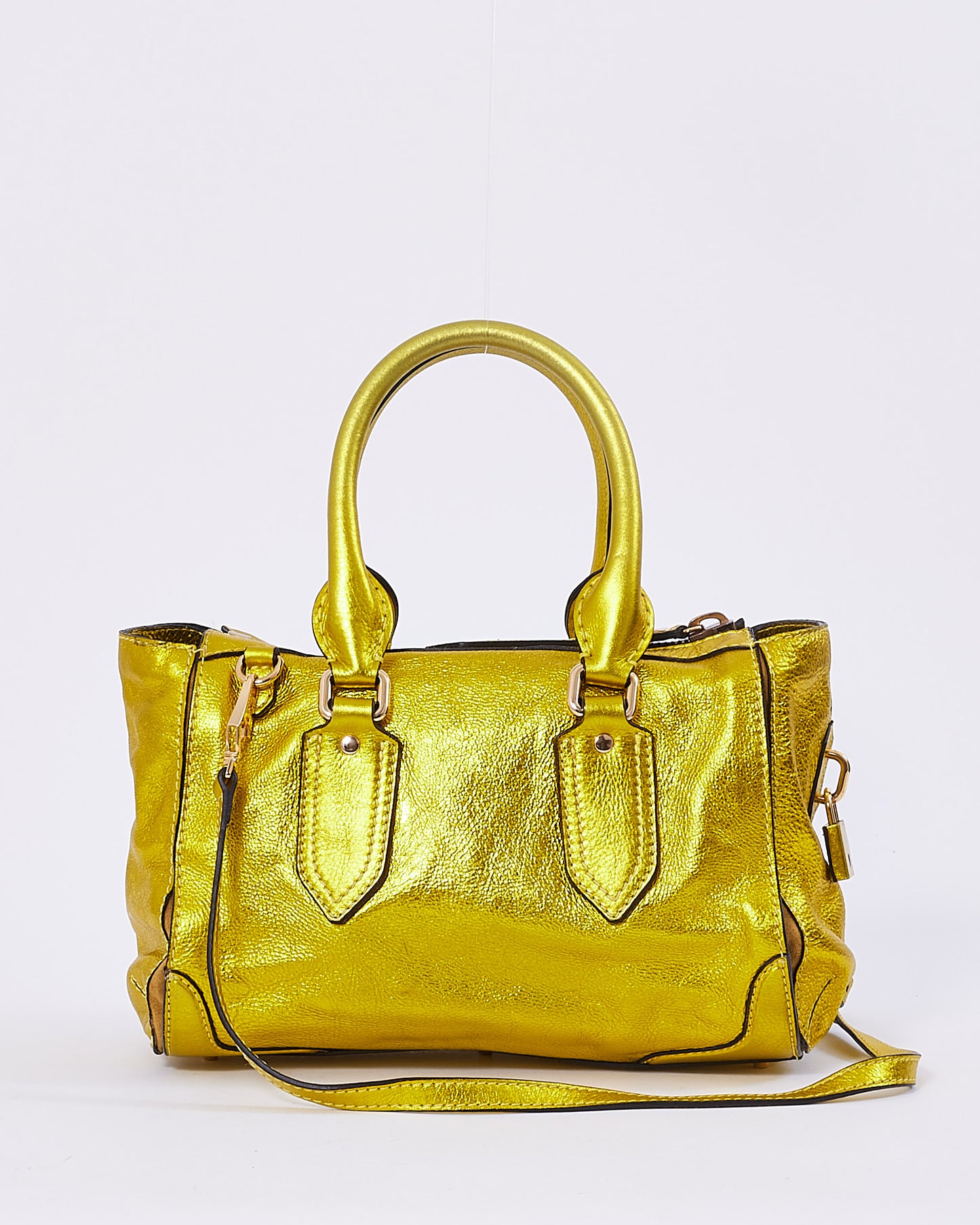 Sac Prorsum en cuir grainé jaune métallisé Burberry