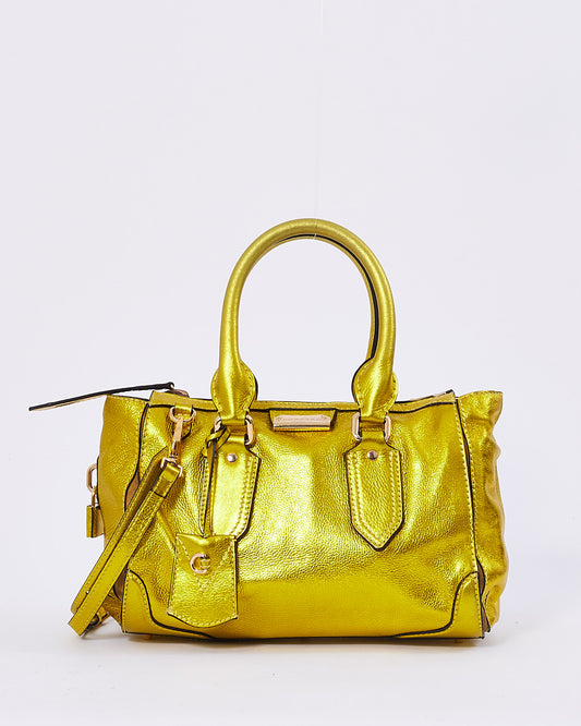 Burberry Metallic Yellow Grained Leather Prorsum Bag