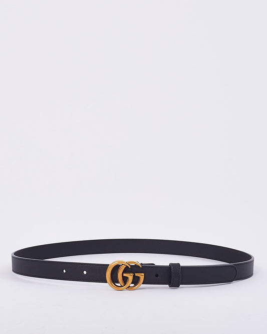 Gucci Black Leather GG Thin Marmont Belt - 32/80