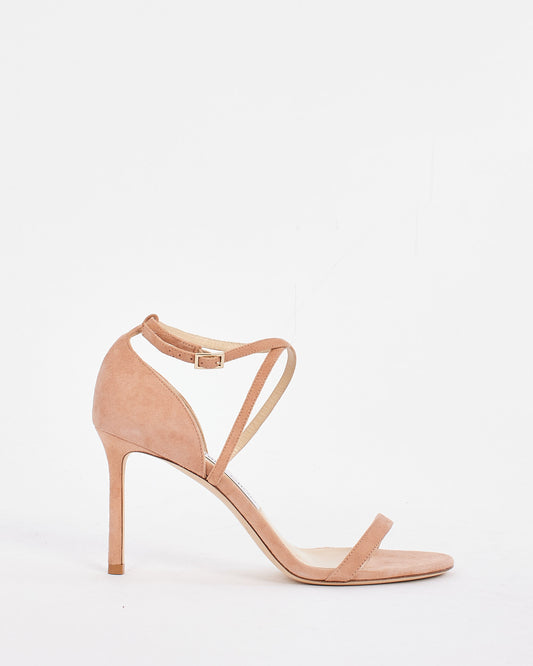 Jimmy Choo Powder Pink Suede Strap Sandal - 38.5