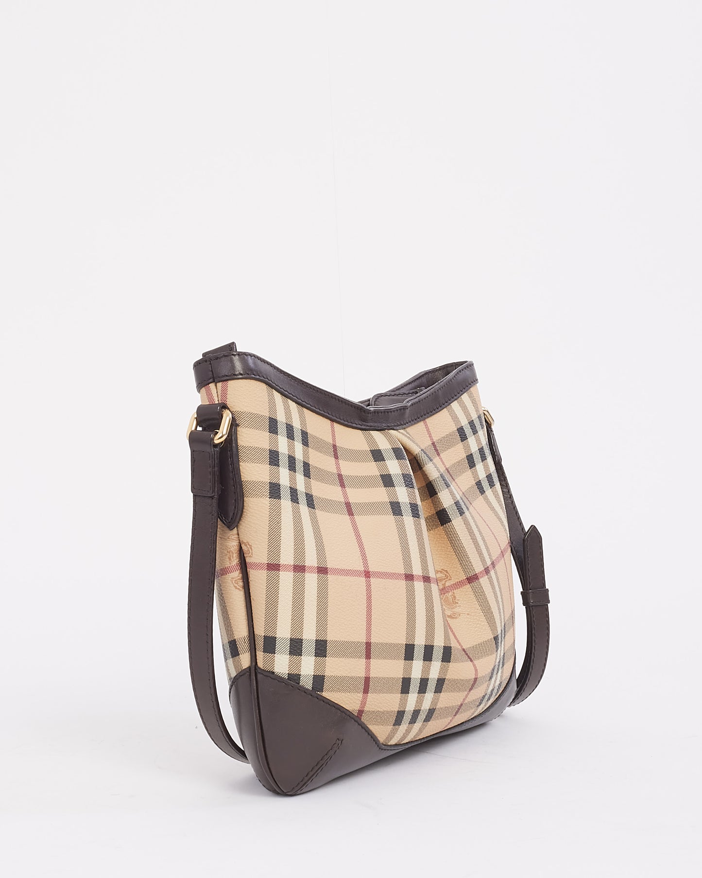 Burberry Beige Canvas Haymarket Check Crossbody Bag