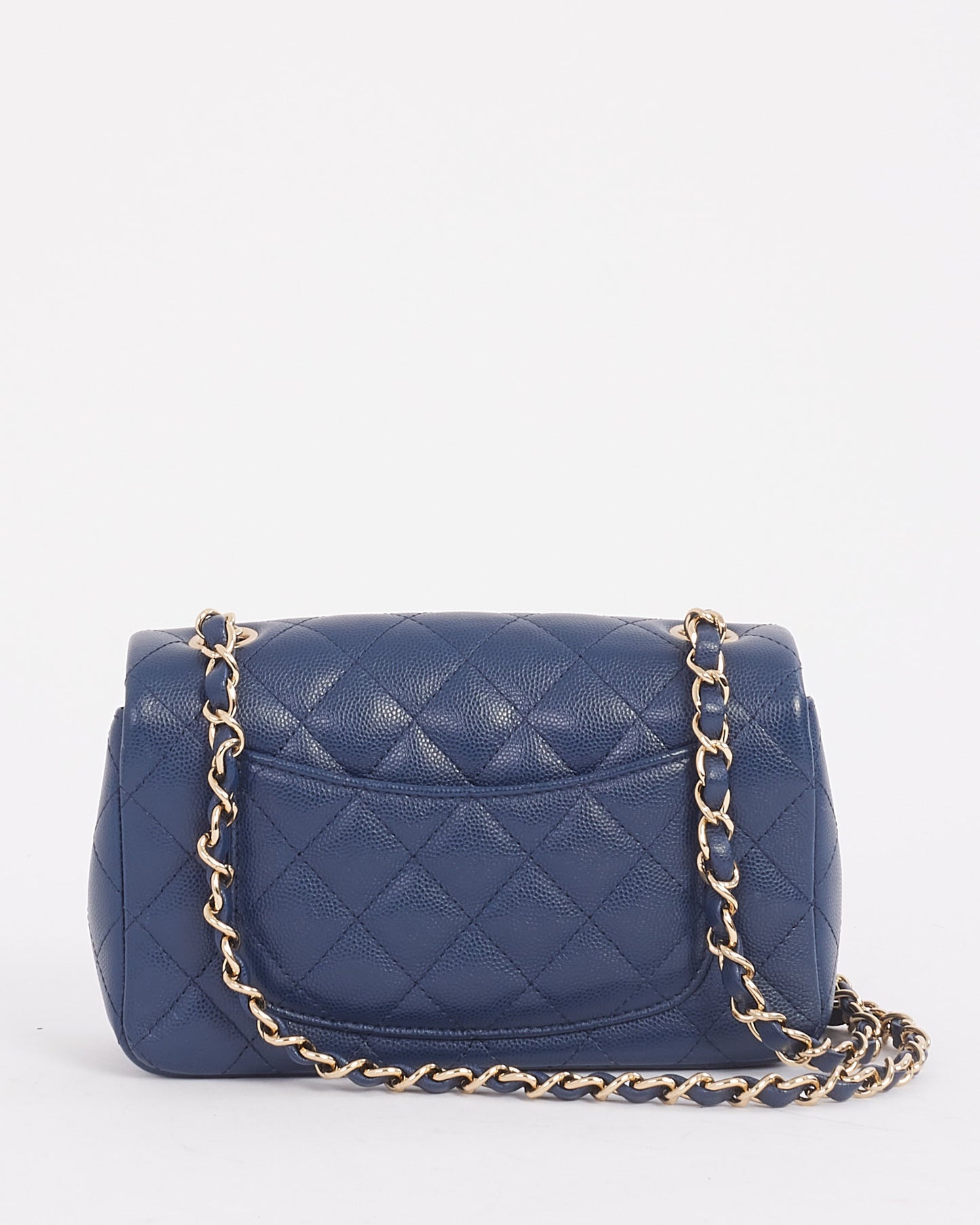 Chanel Navy Blue Caviar Leather Mini Classic Rectangular Flap Bag