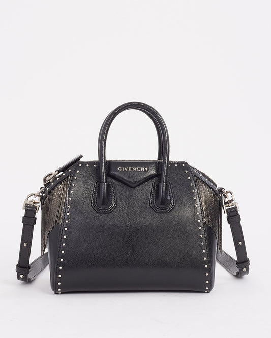 Givenchy Black Leather Mini Pandora with Fringe 
Stud Bag