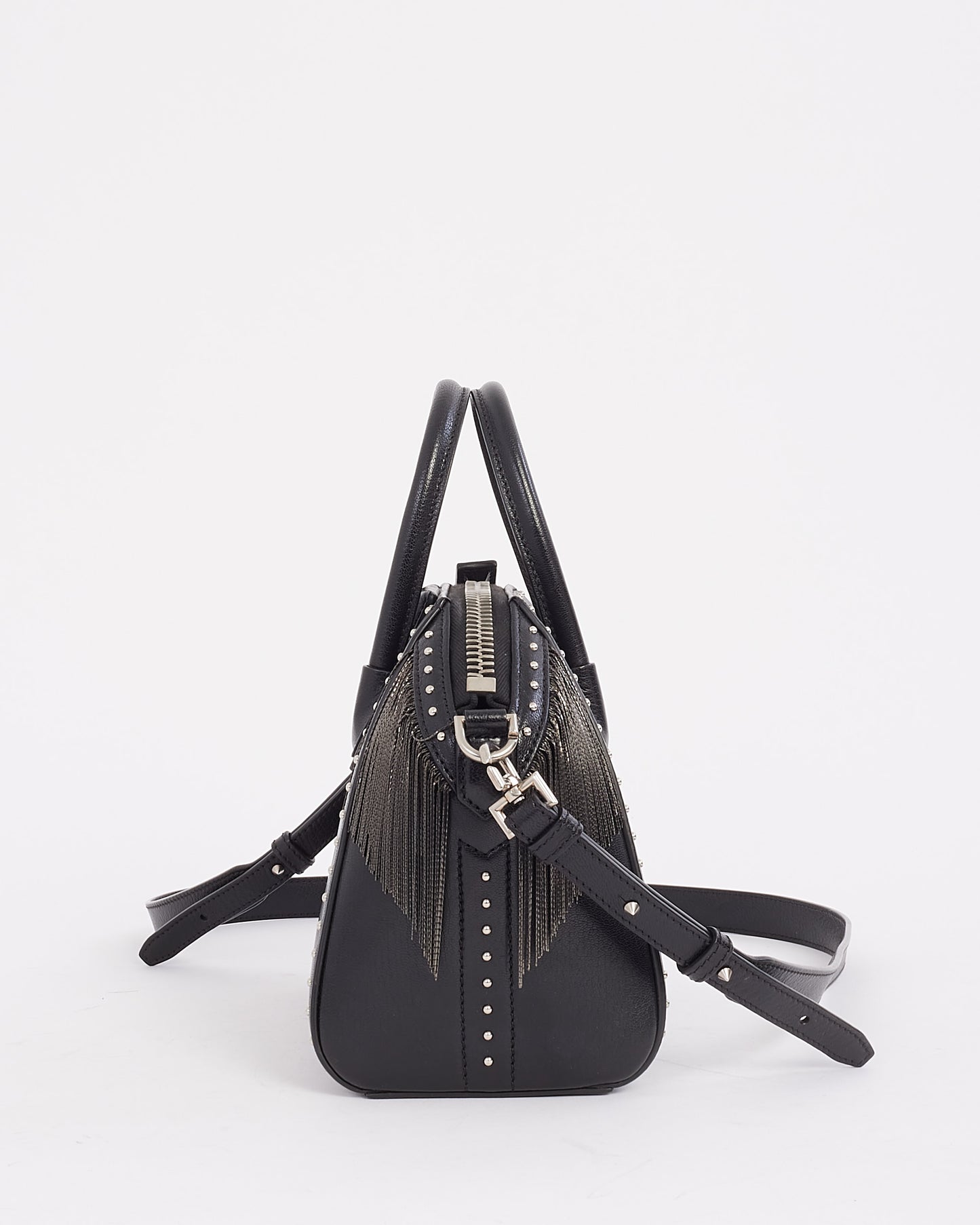 Givenchy Black Leather Mini Pandora with Fringe 
Stud Bag