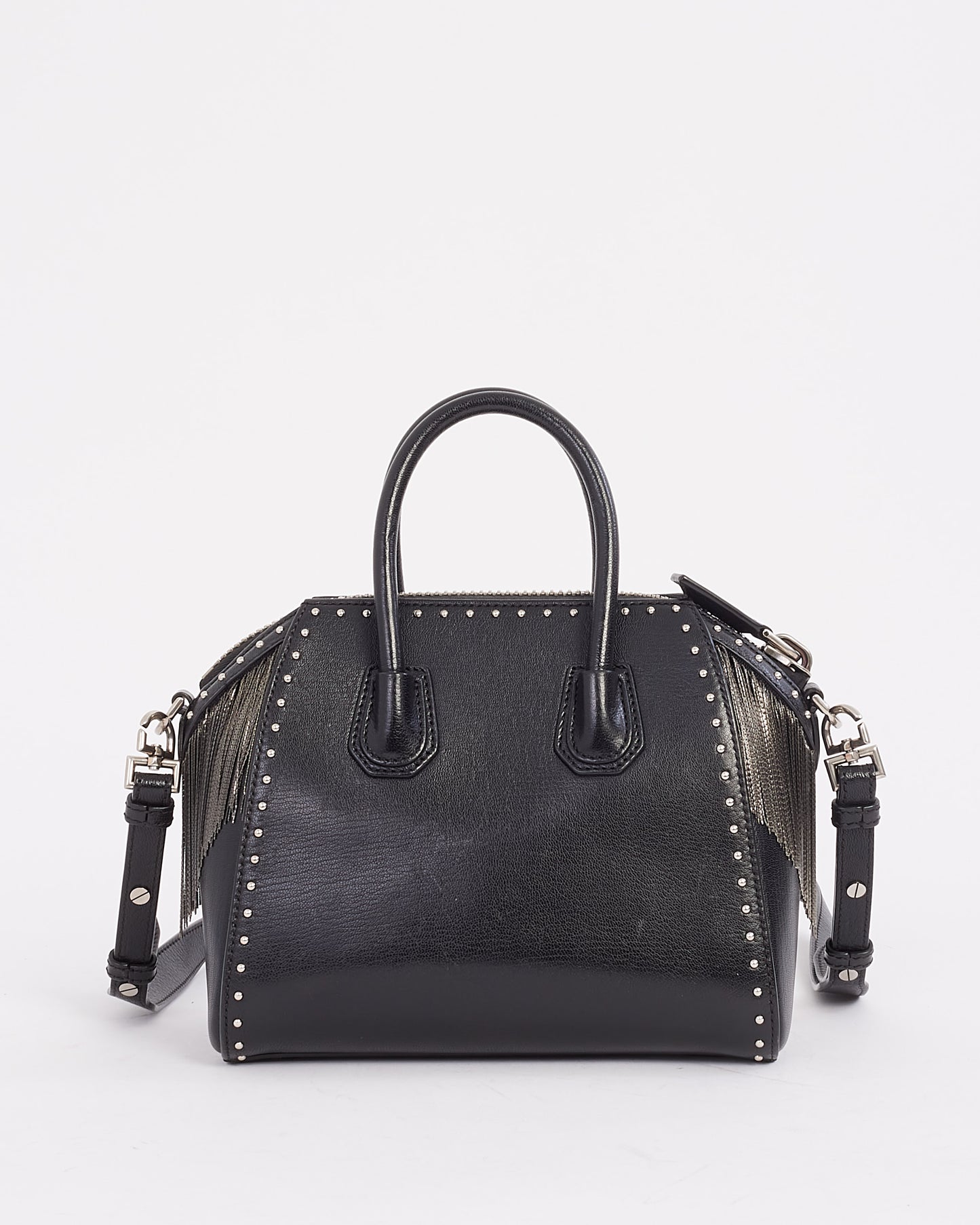 Givenchy Black Leather Mini Pandora with Fringe 
Stud Bag