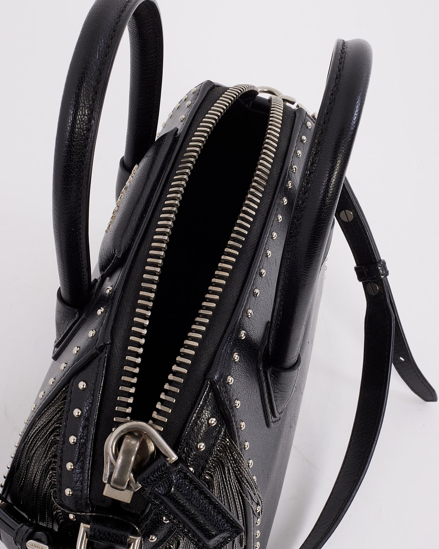 Givenchy Black Leather Mini Pandora with Fringe 
Stud Bag