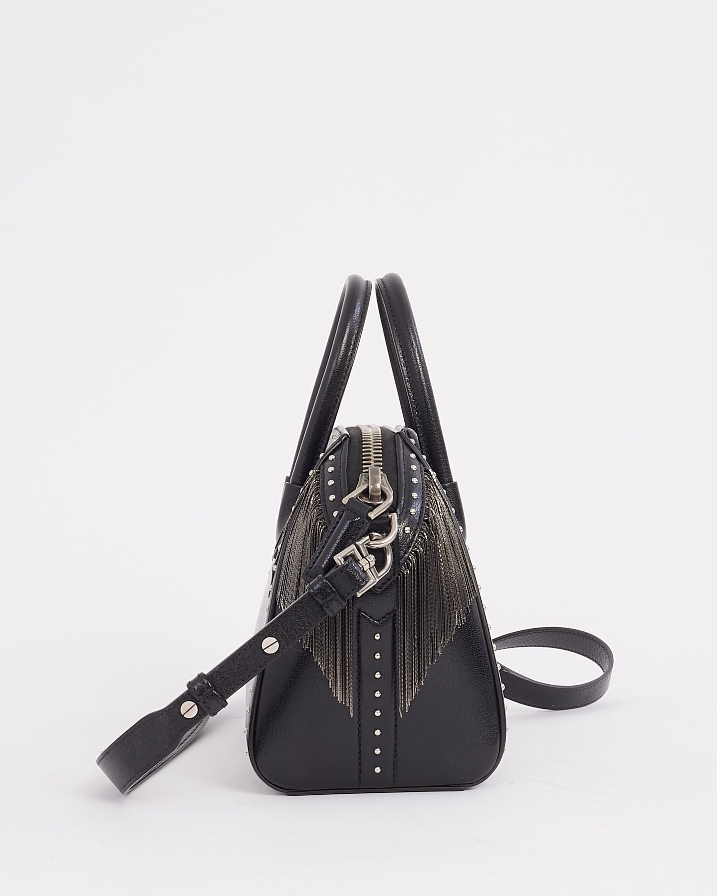 Givenchy Black Leather Mini Pandora with Fringe 
Stud Bag