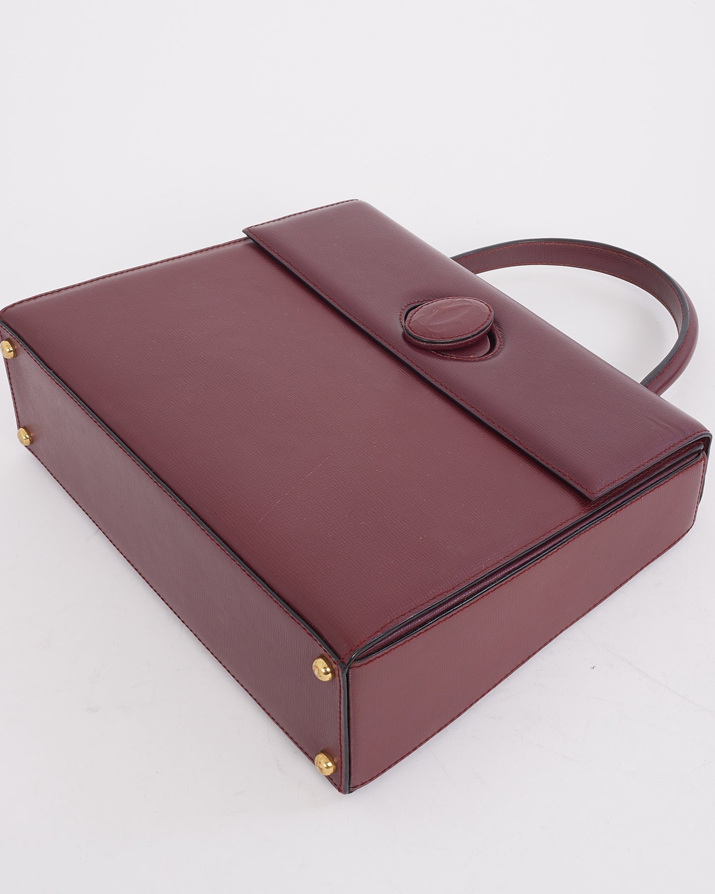 Cartier Burgundy Leather Signature Top Handle Bag