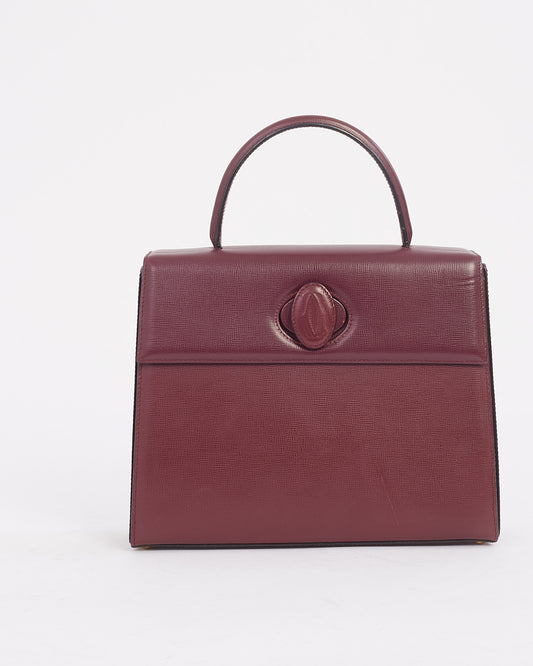 Sac à poignée supérieure Signature en cuir bordeaux Cartier