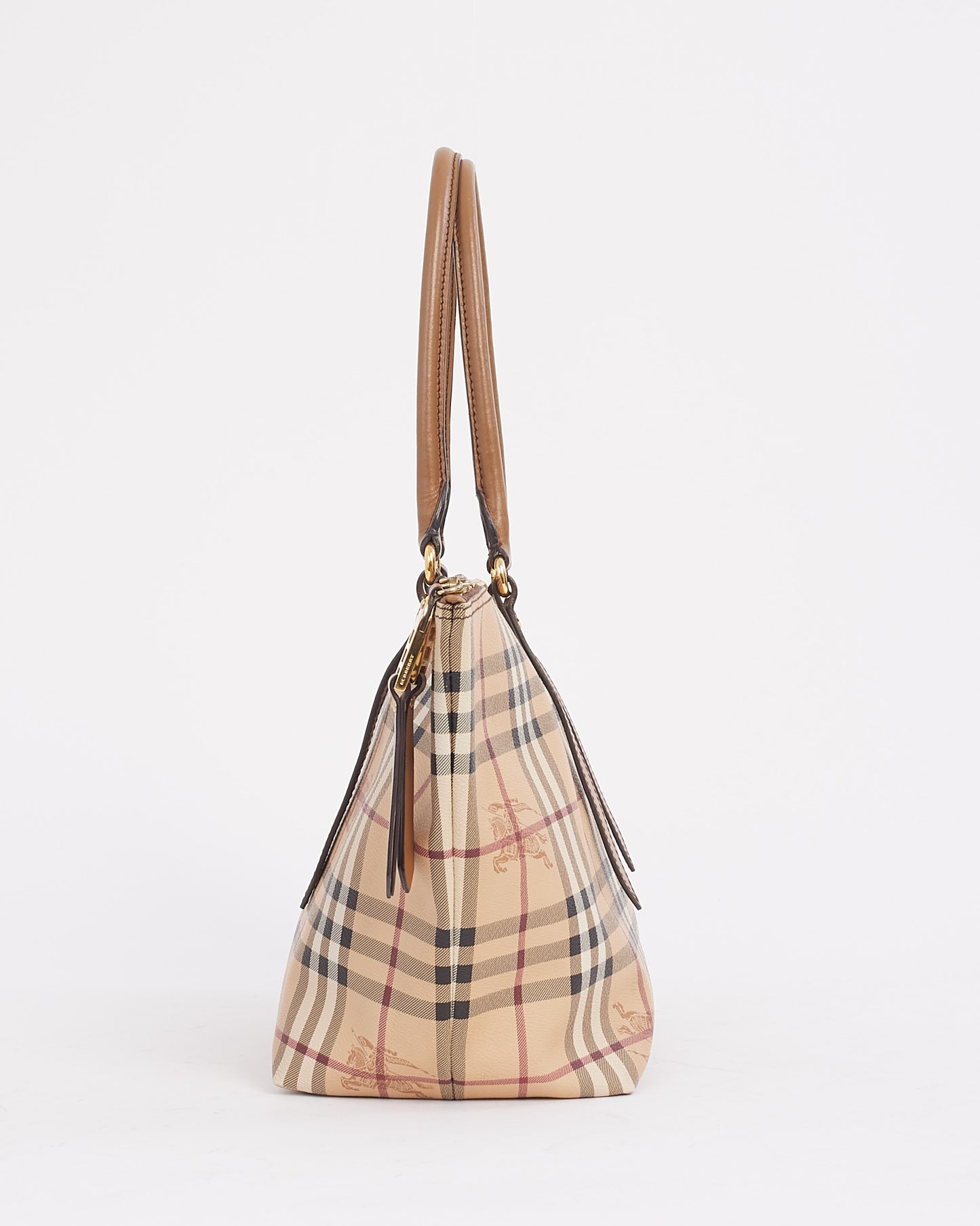 Burberry Beige Haymarket Check Salisbury Zip Tote Bag