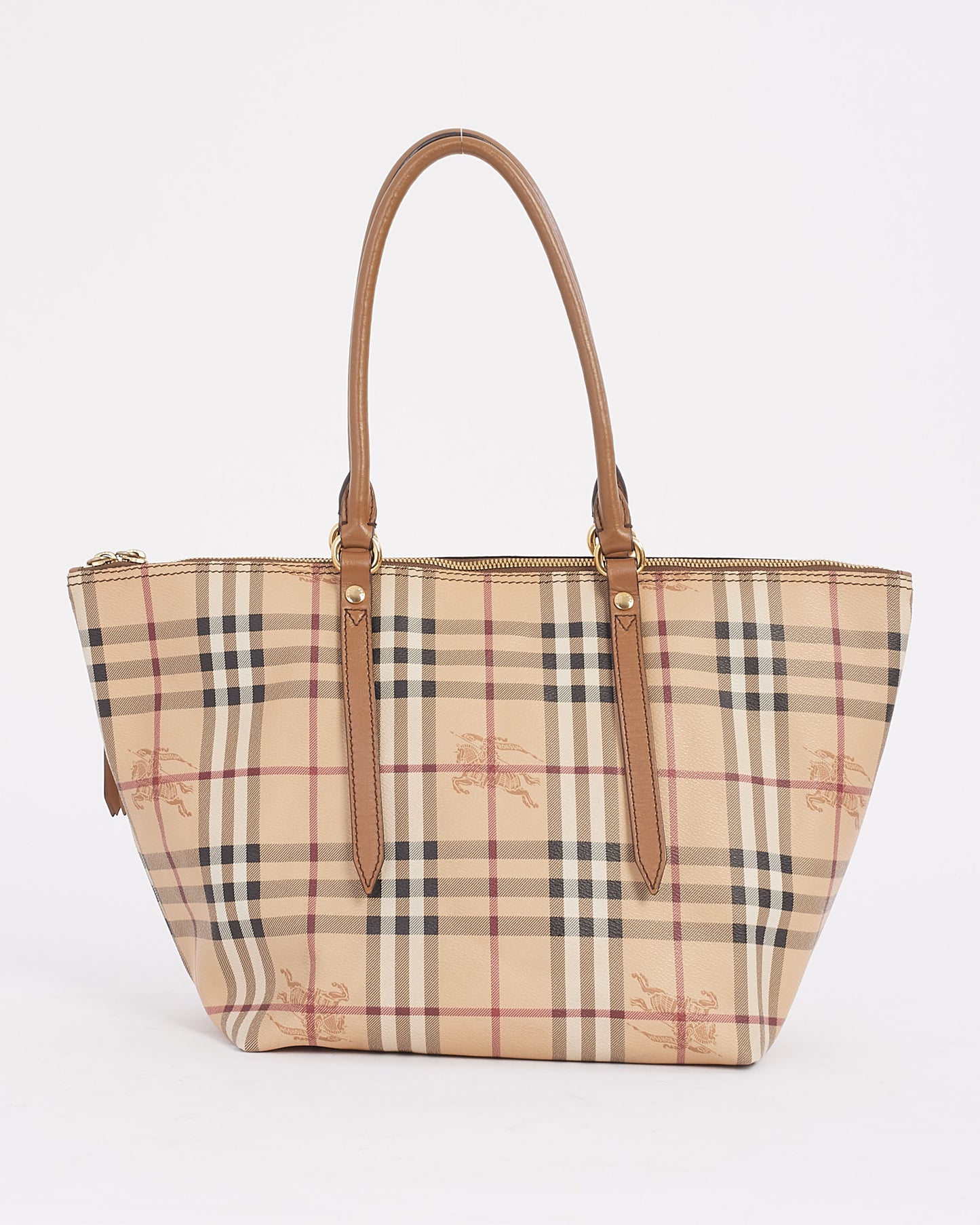 Burberry Beige Haymarket Check Salisbury Zip Tote Bag