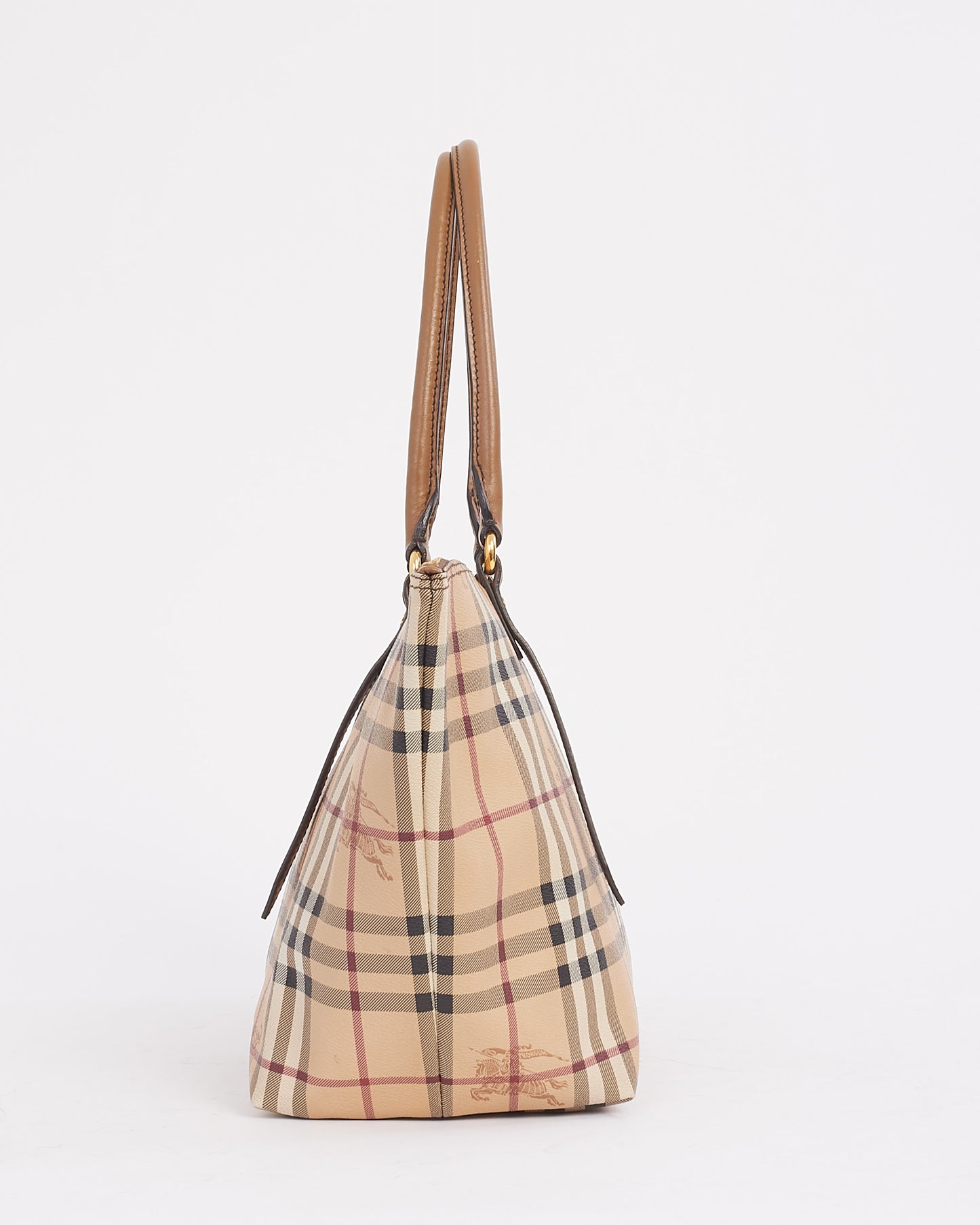 Burberry Beige Haymarket Check Salisbury Zip Tote Bag