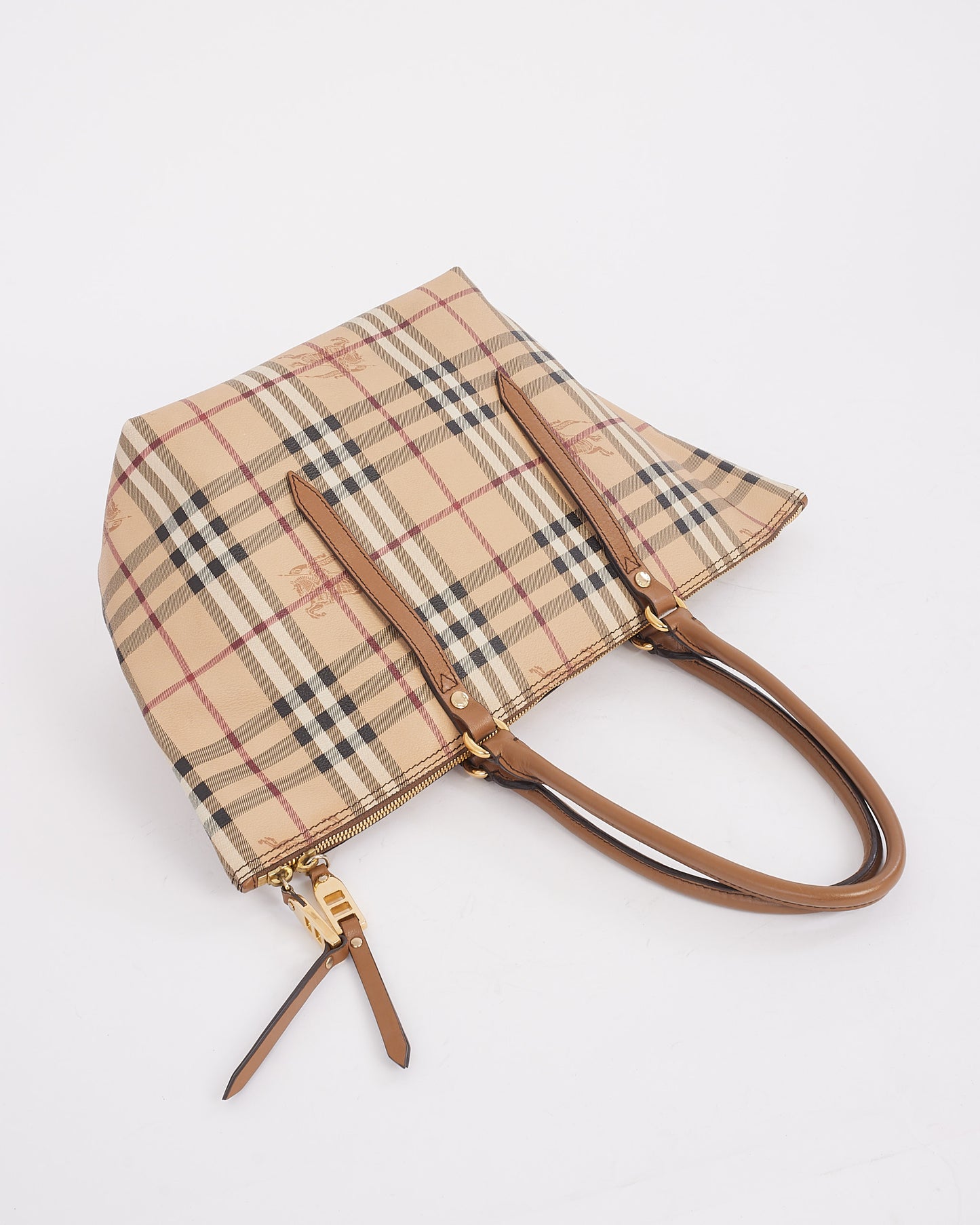 Burberry Beige Haymarket Check Salisbury Zip Tote Bag