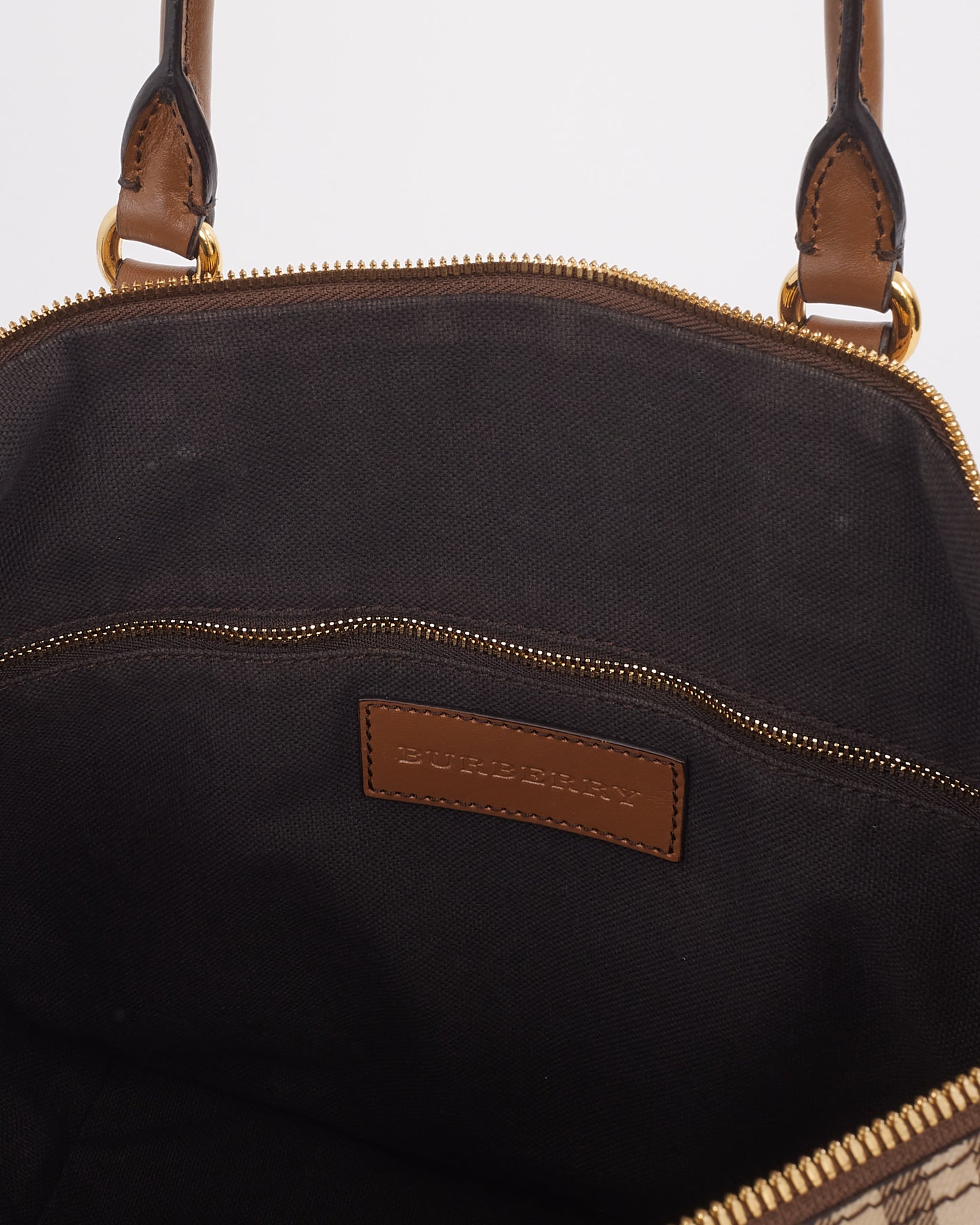 Burberry Beige Haymarket Check Salisbury Zip Tote Bag