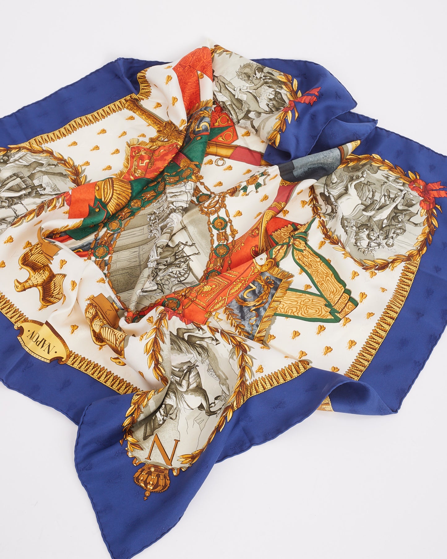 Hermès Blue Multi Napoléon 90cm Silk Scarf