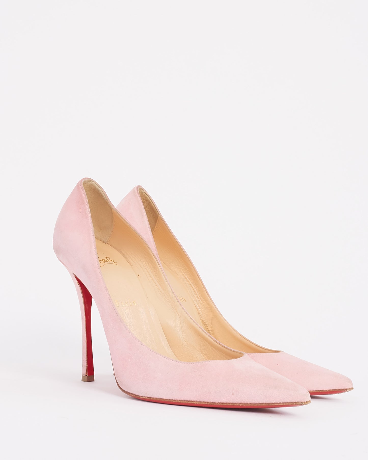 Christian Louboutin Pink Suede Pigalle Follies 100mm Heels - 39.5