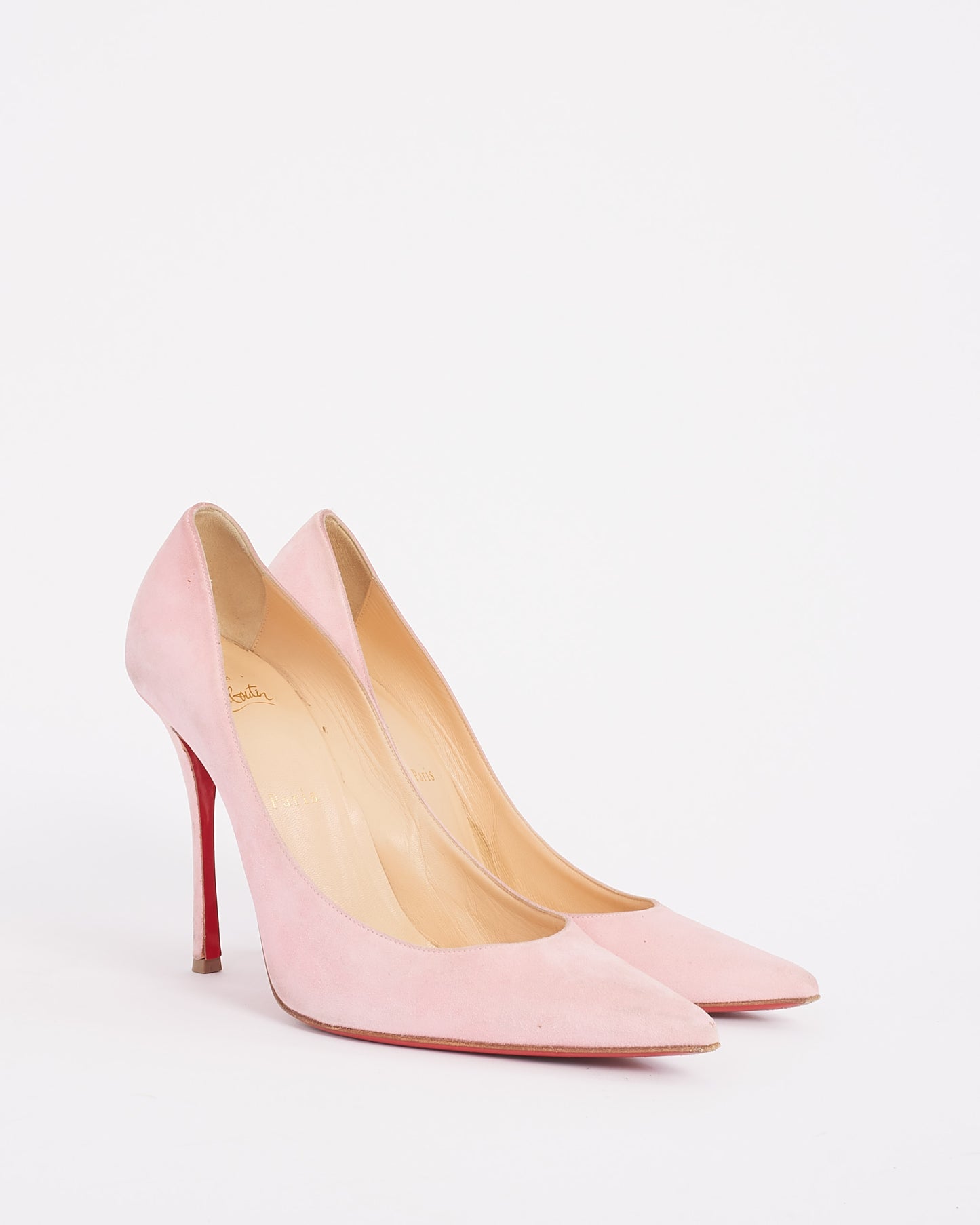 Christian Louboutin Pink Suede Pigalle Follies 100mm Heels - 39.5