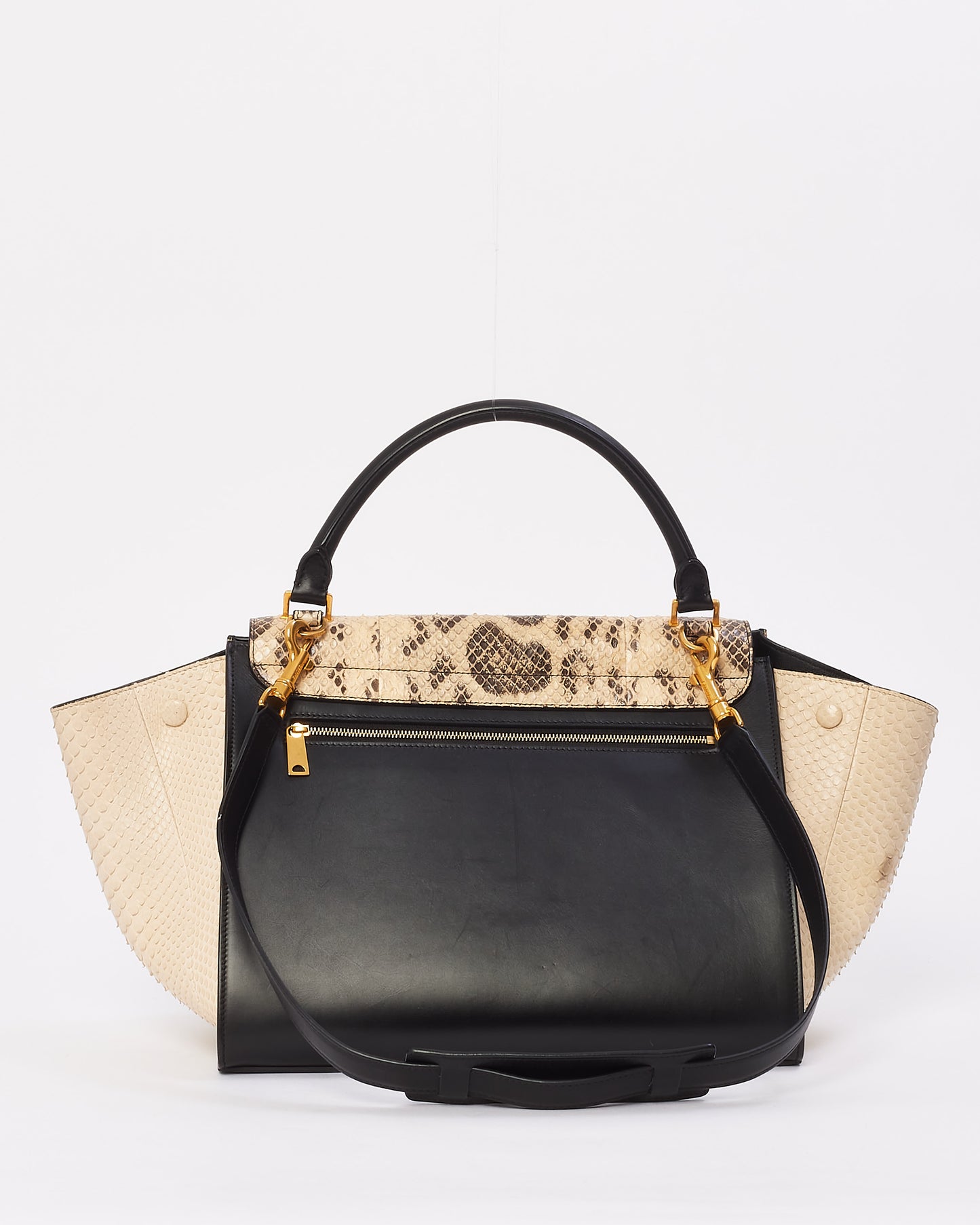 Celine Black 
White Python 
Leather Medium Trapeze Bag