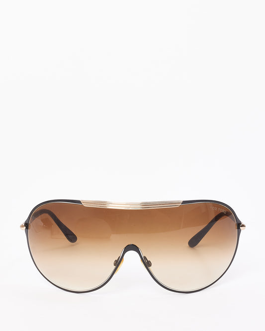 Tom Ford Black Brown Lens Shield TF101 Rex Sunglasses