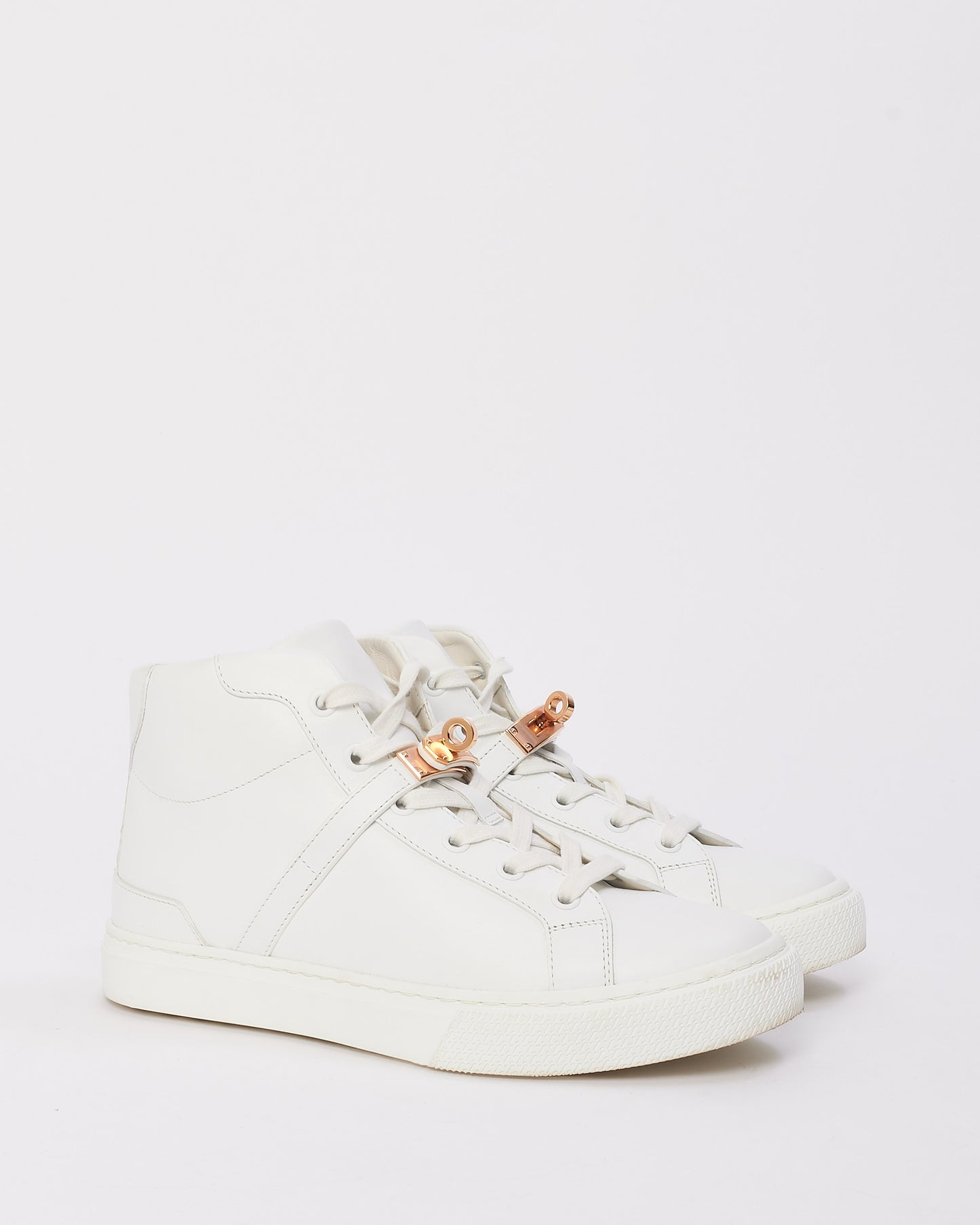 Hermès White Leather Daydream High Top Sneaker - 37