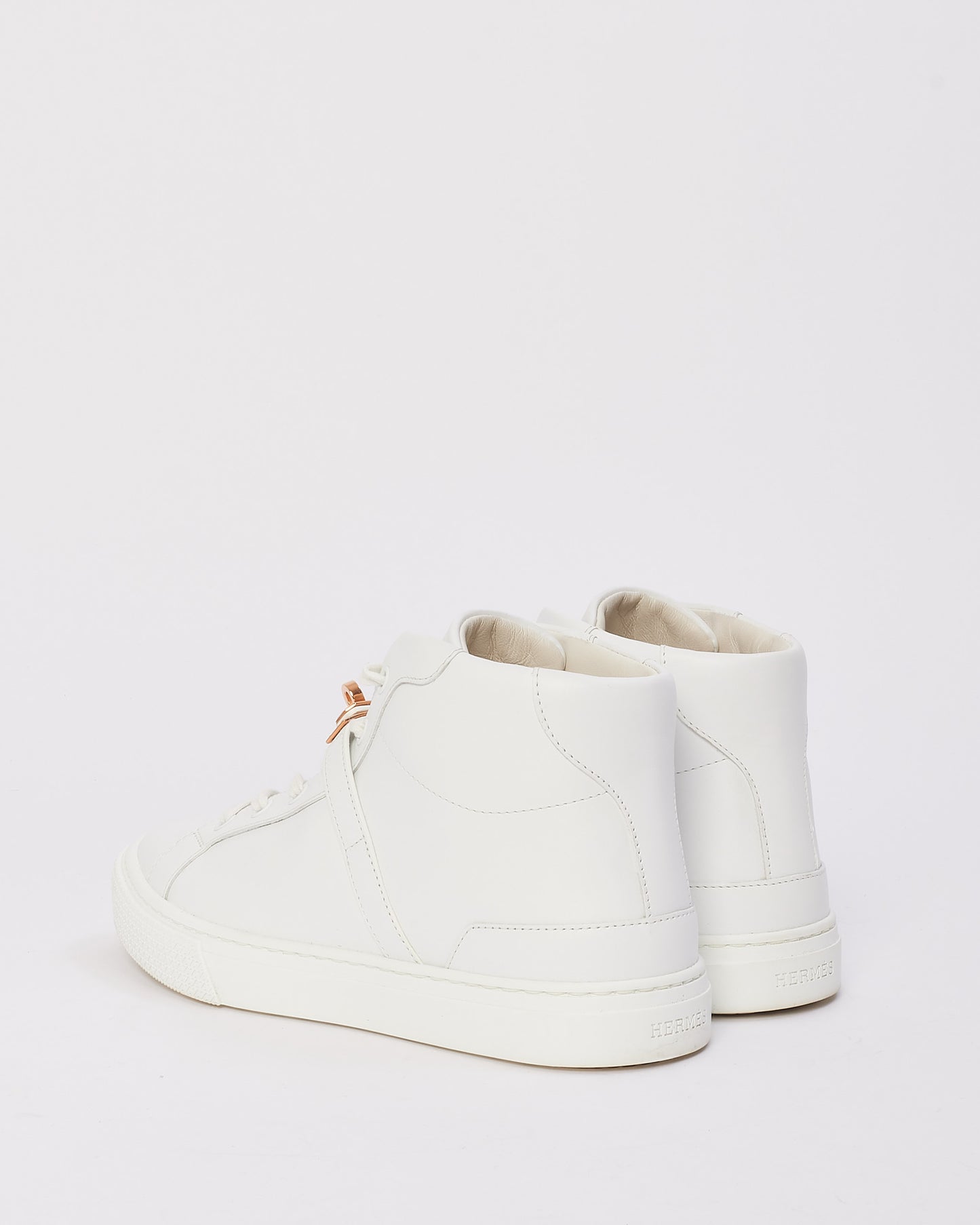 Hermès White Leather Daydream High Top Sneaker - 37