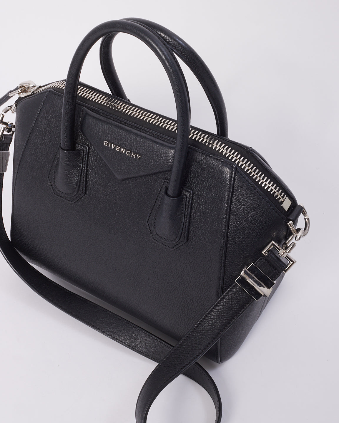 Givenchy Black Leather Antigona Small Tote Bag with Strap