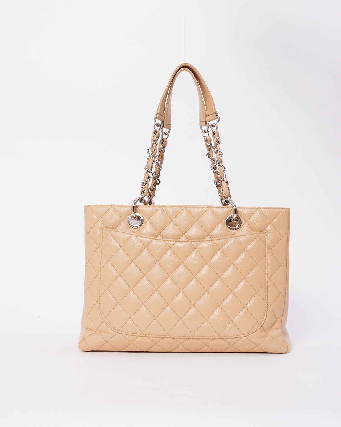 Sac cabas Grand Shopping (GST) en cuir caviar beige Chanel