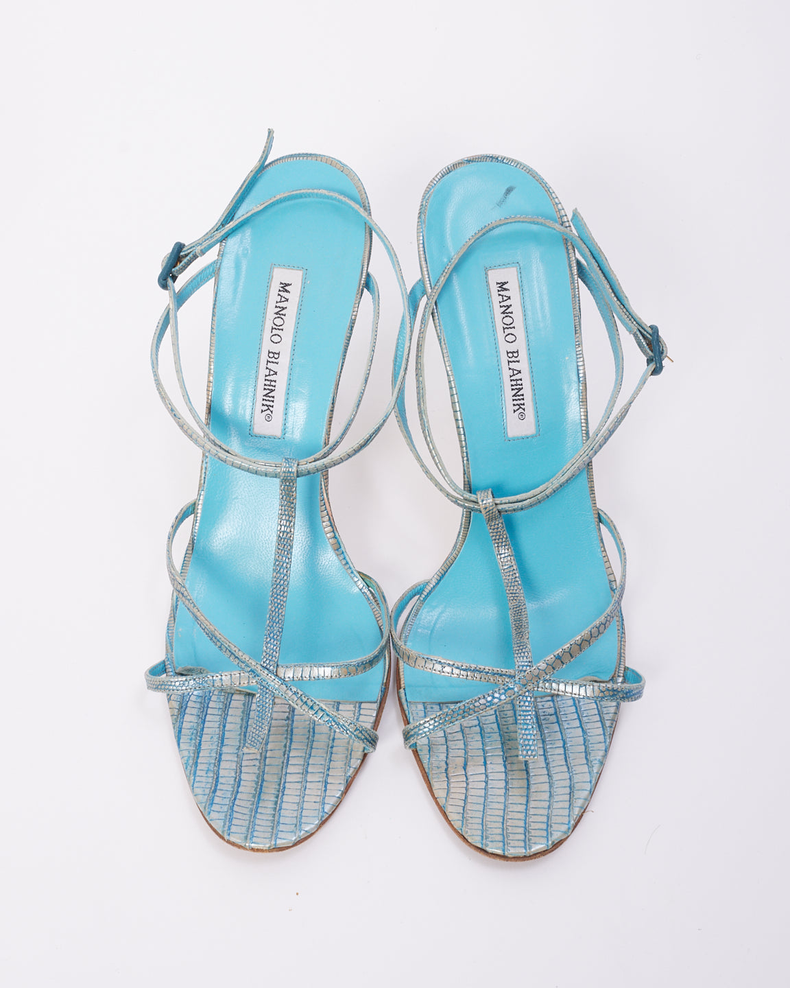 Manolo Blahnik Blue Leather Sandals - 41.5