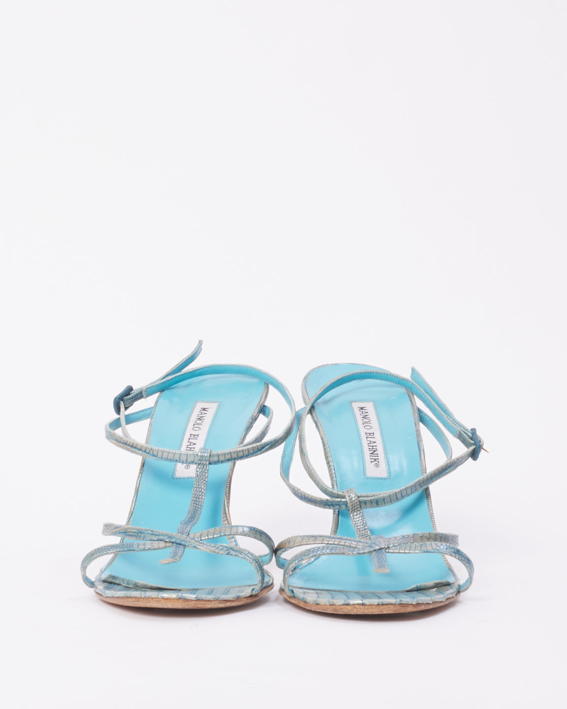 Manolo Blahnik Blue Leather Sandals - 41.5