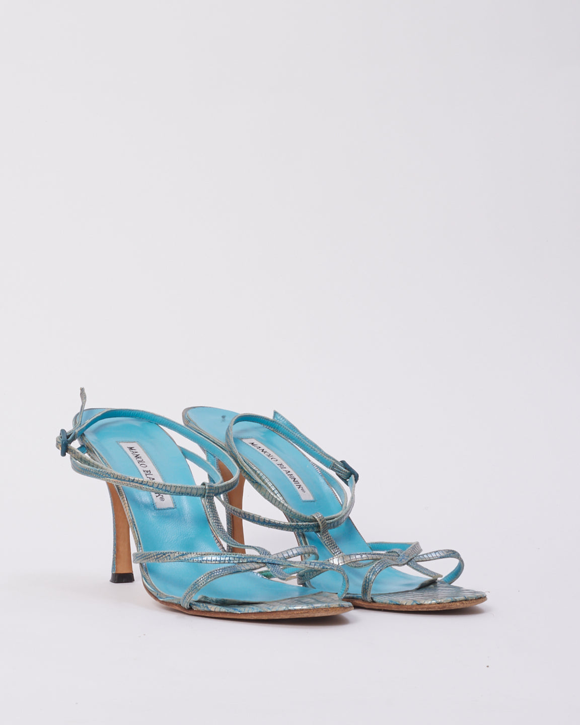 Manolo Blahnik Blue Leather Sandals - 41.5