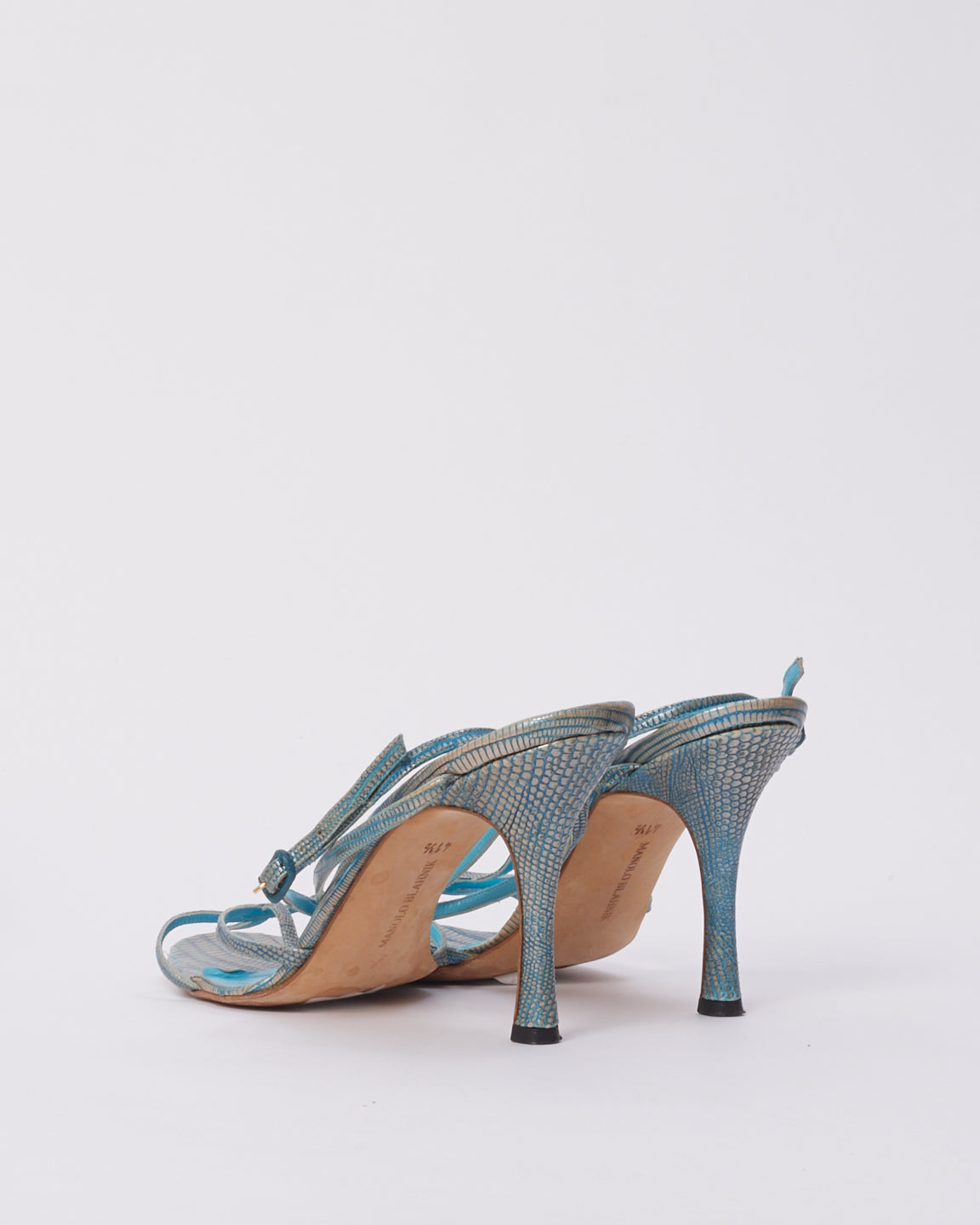 Manolo Blahnik Blue Leather Sandals - 41.5