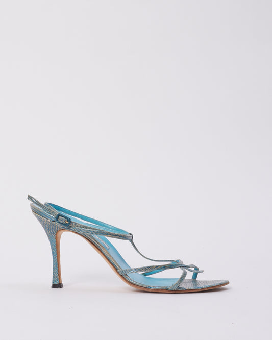 Sandales en cuir bleu Manolo Blahnik - 41,5