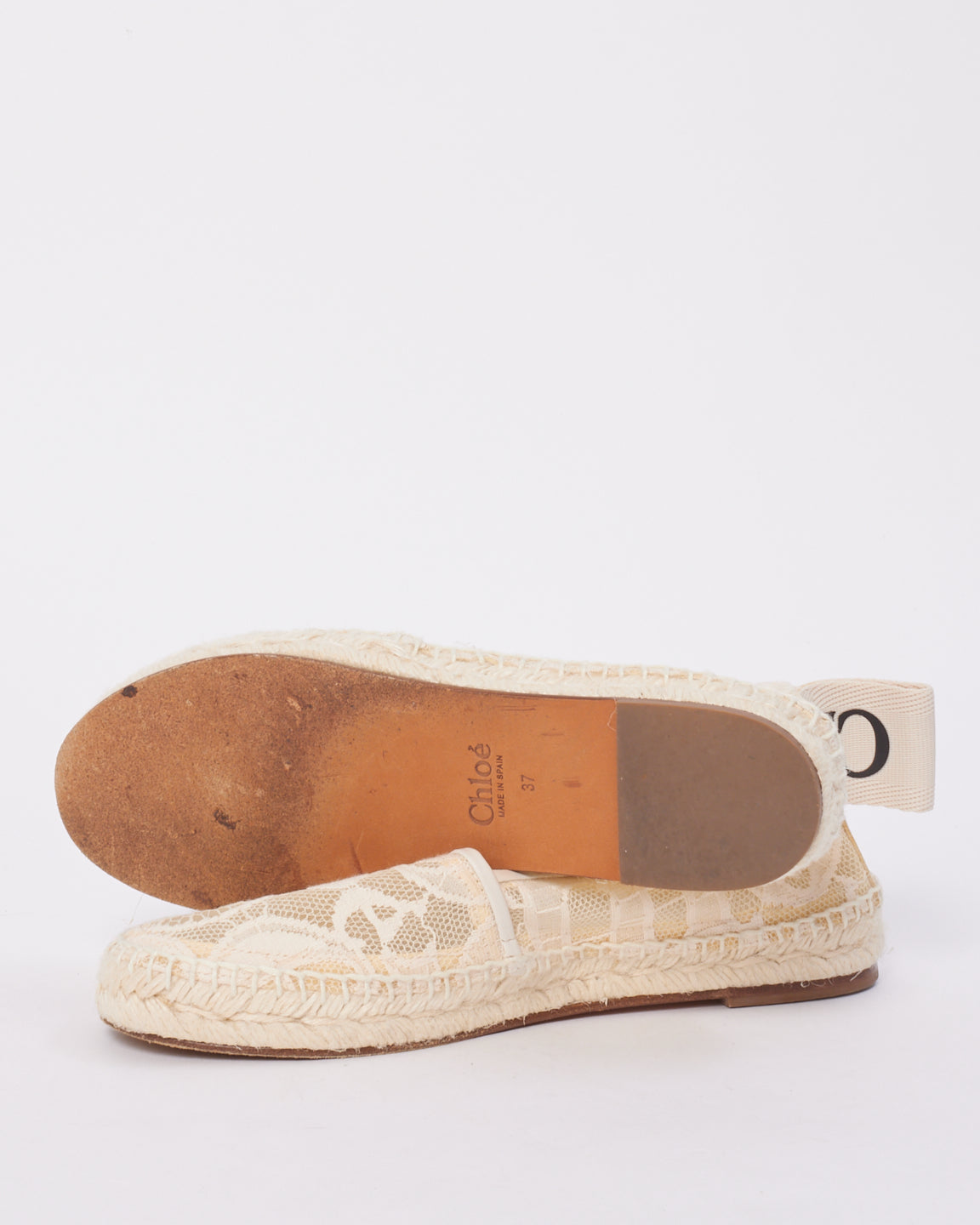 Chloé White Lace Woody Espadrille Shoes - 37